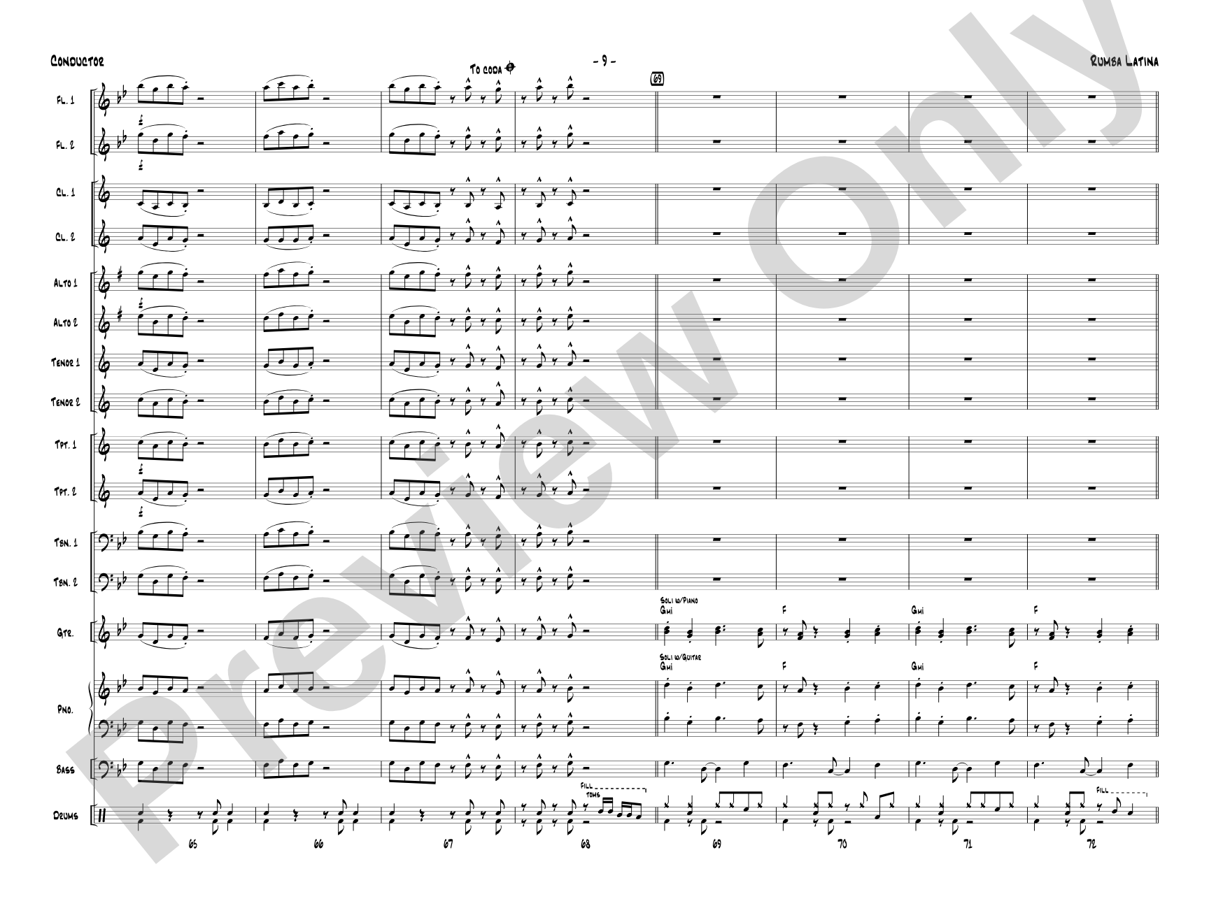 Rumba Latina: Jazz Ensemble Conductor Score & Parts