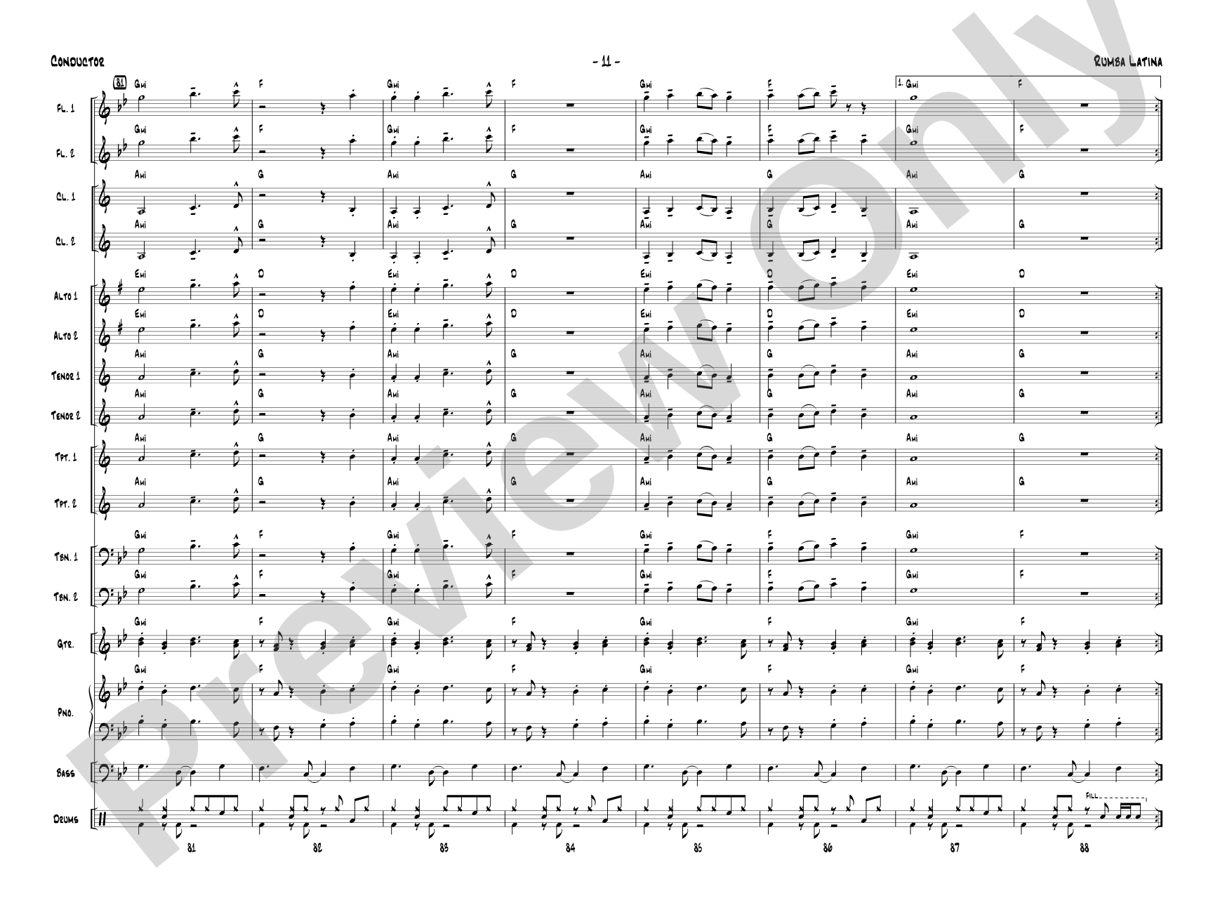 Rumba Latina: Jazz Ensemble Conductor Score & Parts