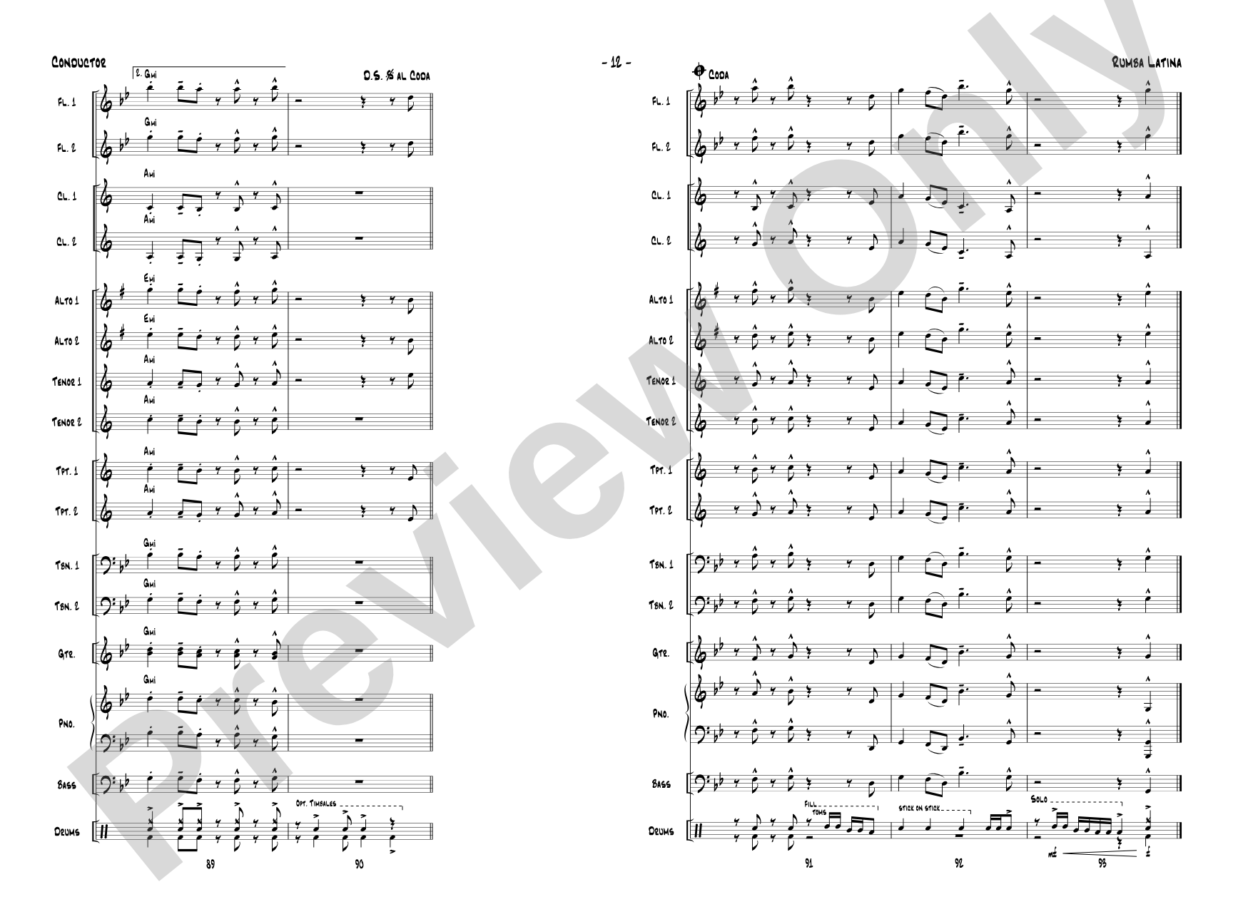 Rumba Latina: Jazz Ensemble Conductor Score & Parts
