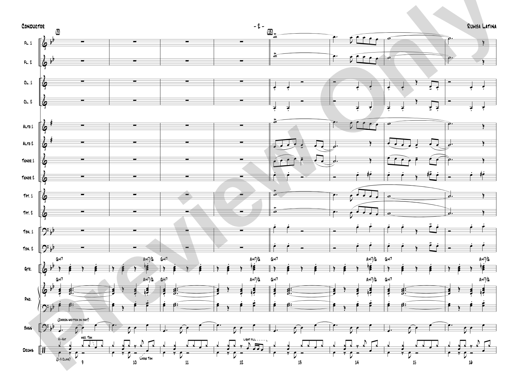 Rumba Latina: Jazz Ensemble Conductor Score & Parts