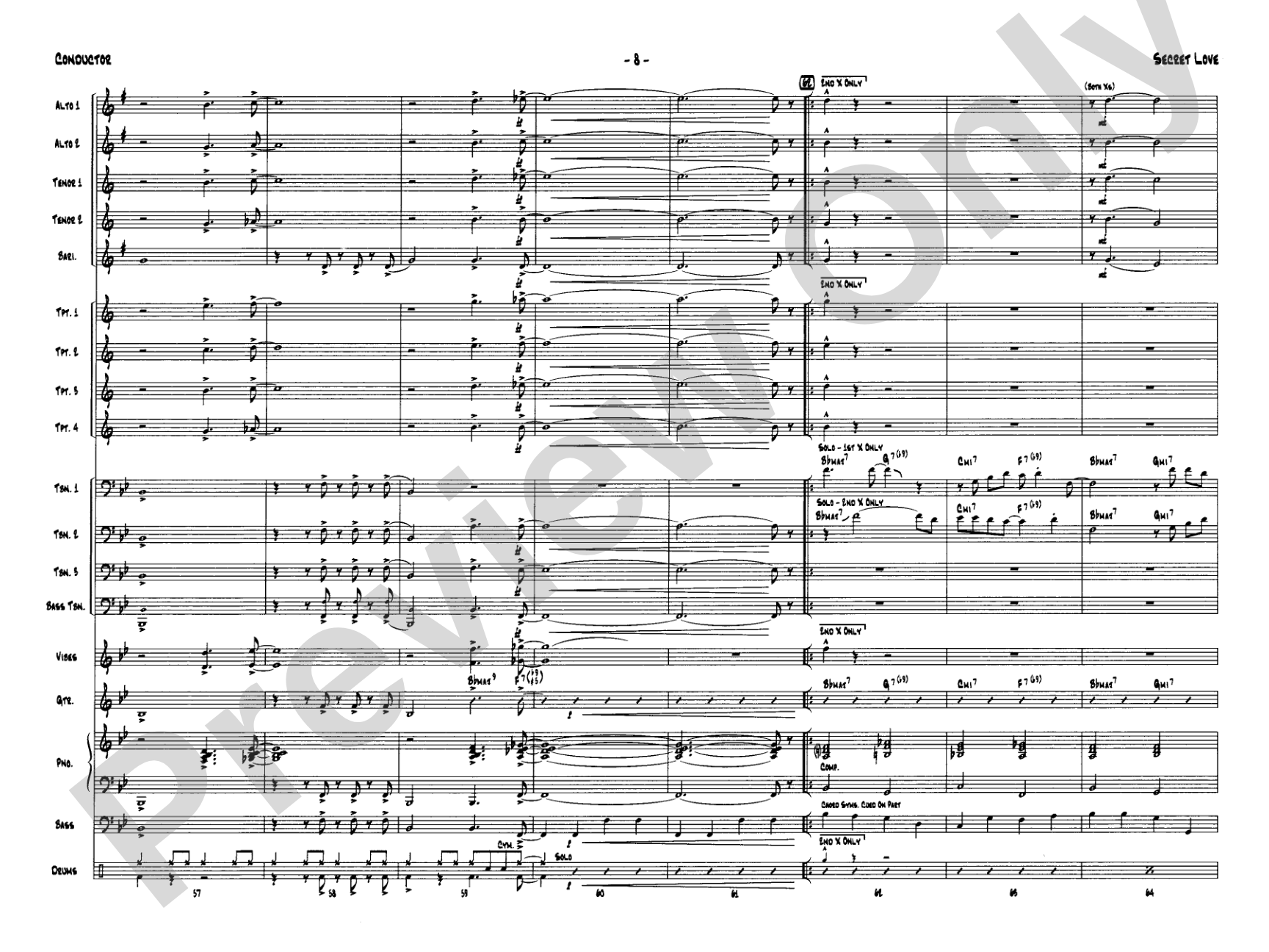 Secret Love: Jazz Ensemble Conductor Score & Parts
