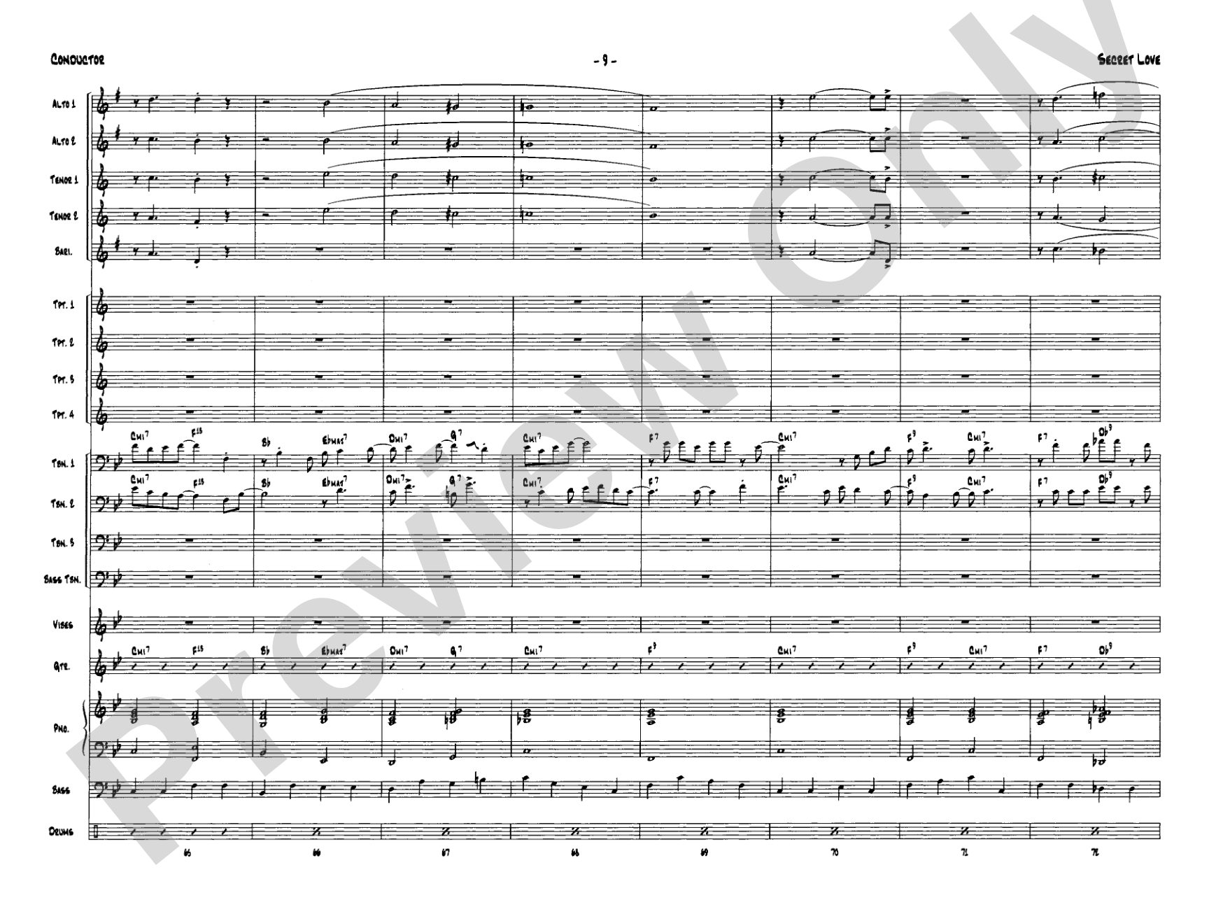 Secret Love: Jazz Ensemble Conductor Score & Parts