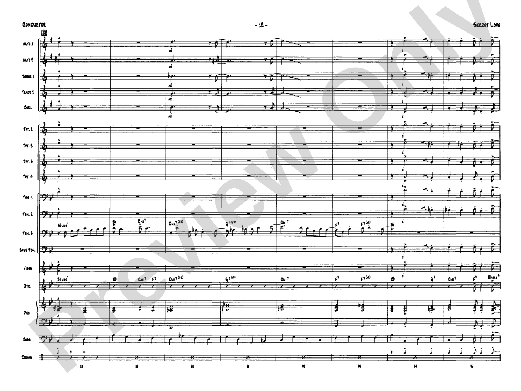 Secret Love: Jazz Ensemble Conductor Score & Parts