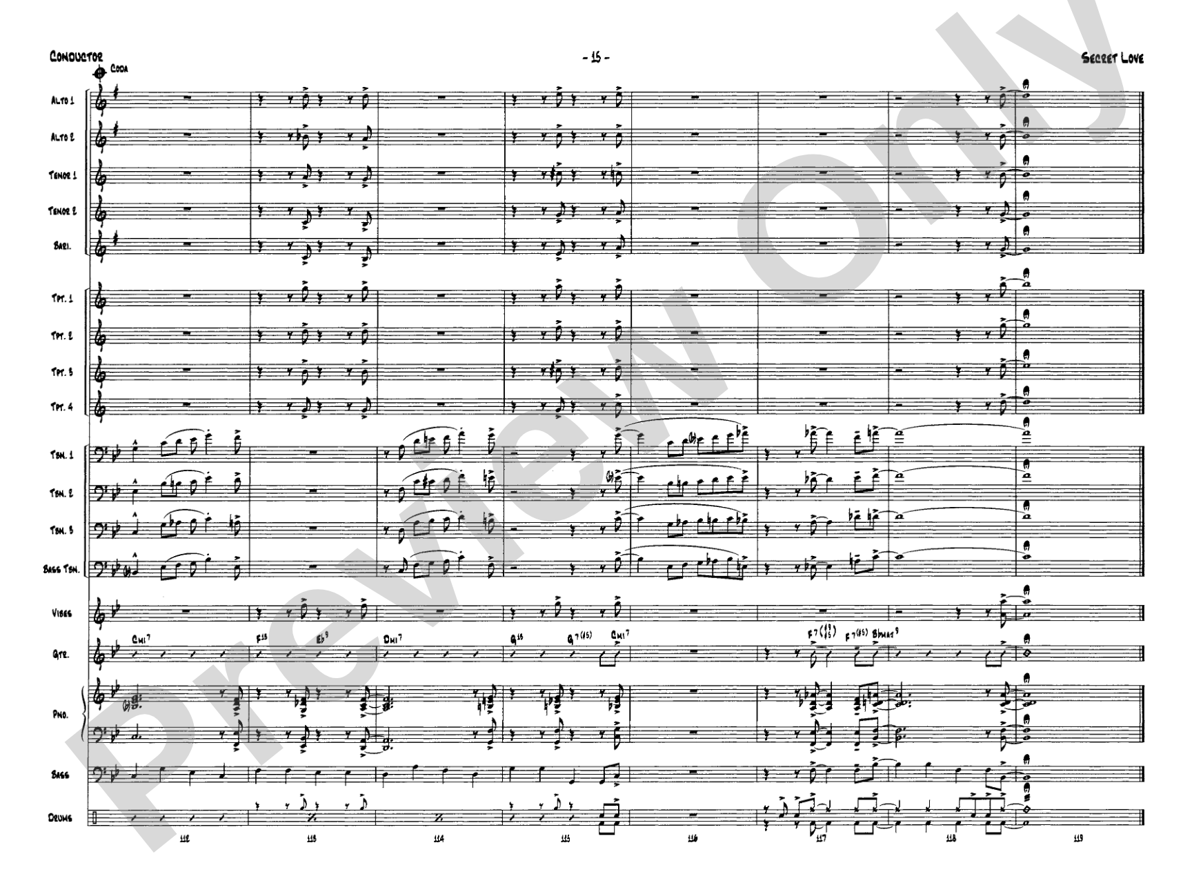 Secret Love: Jazz Ensemble Conductor Score & Parts
