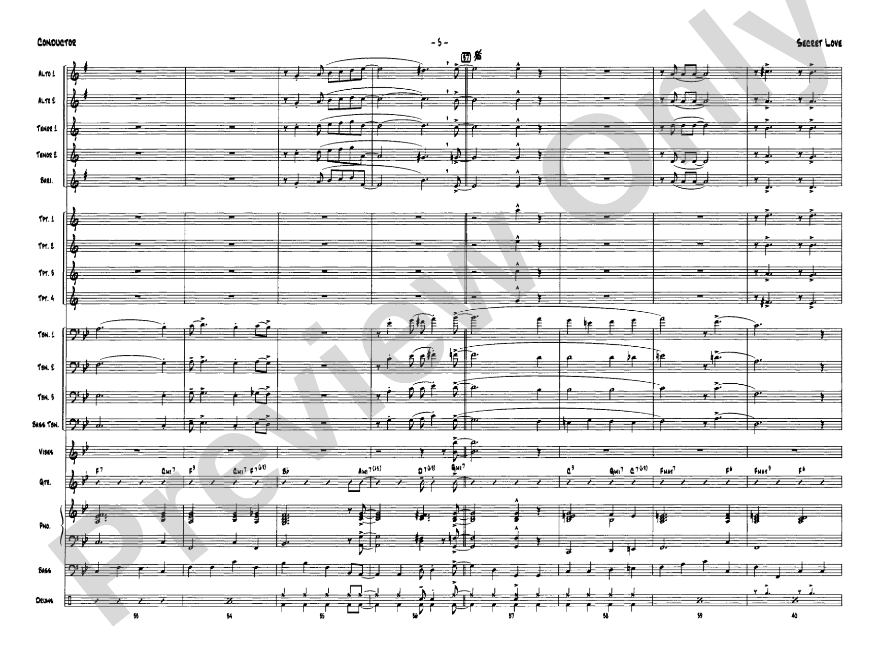 Secret Love: Jazz Ensemble Conductor Score & Parts