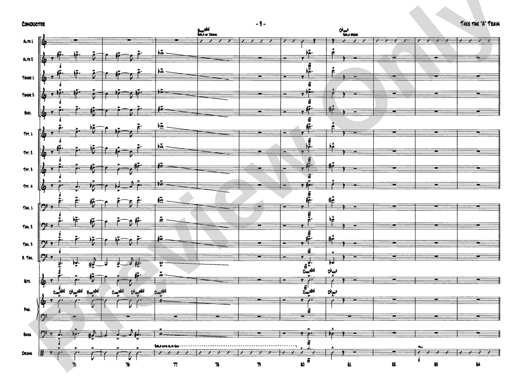 Take the "A" Train: Jazz Ensemble Conductor Score & Parts