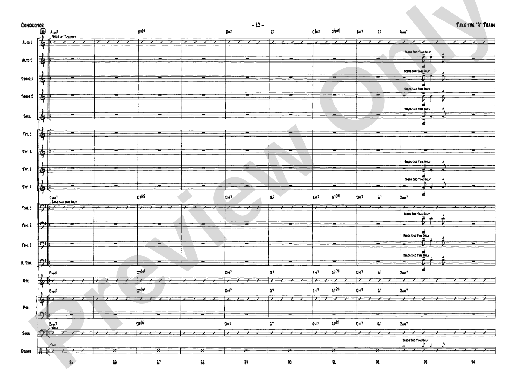 Take the "A" Train: Jazz Ensemble Conductor Score & Parts