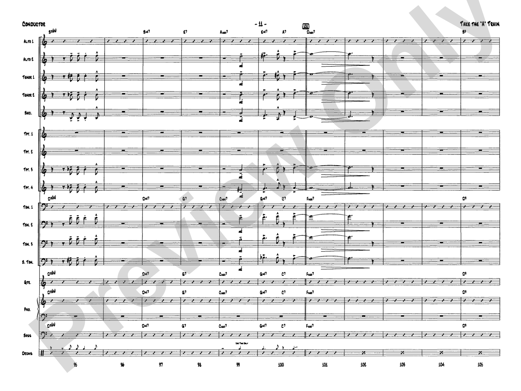 Take the "A" Train: Jazz Ensemble Conductor Score & Parts
