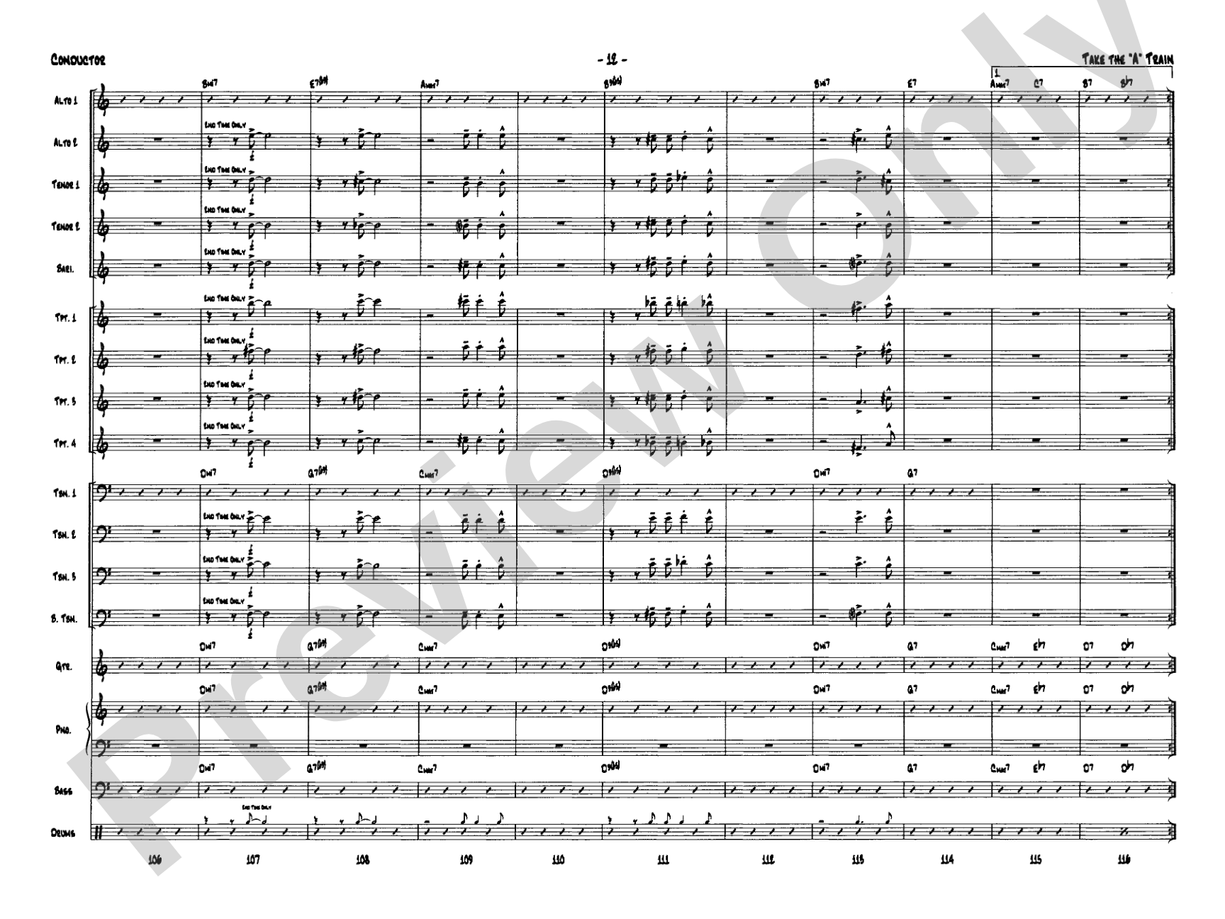 Take the "A" Train: Jazz Ensemble Conductor Score & Parts