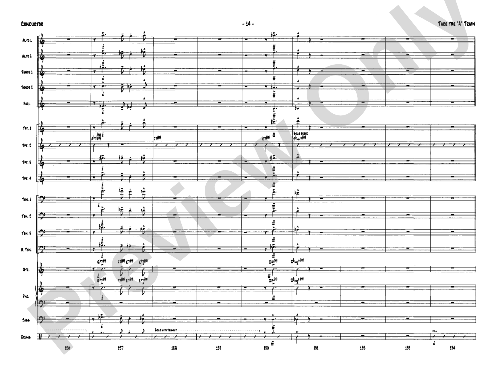 Take the "A" Train: Jazz Ensemble Conductor Score & Parts