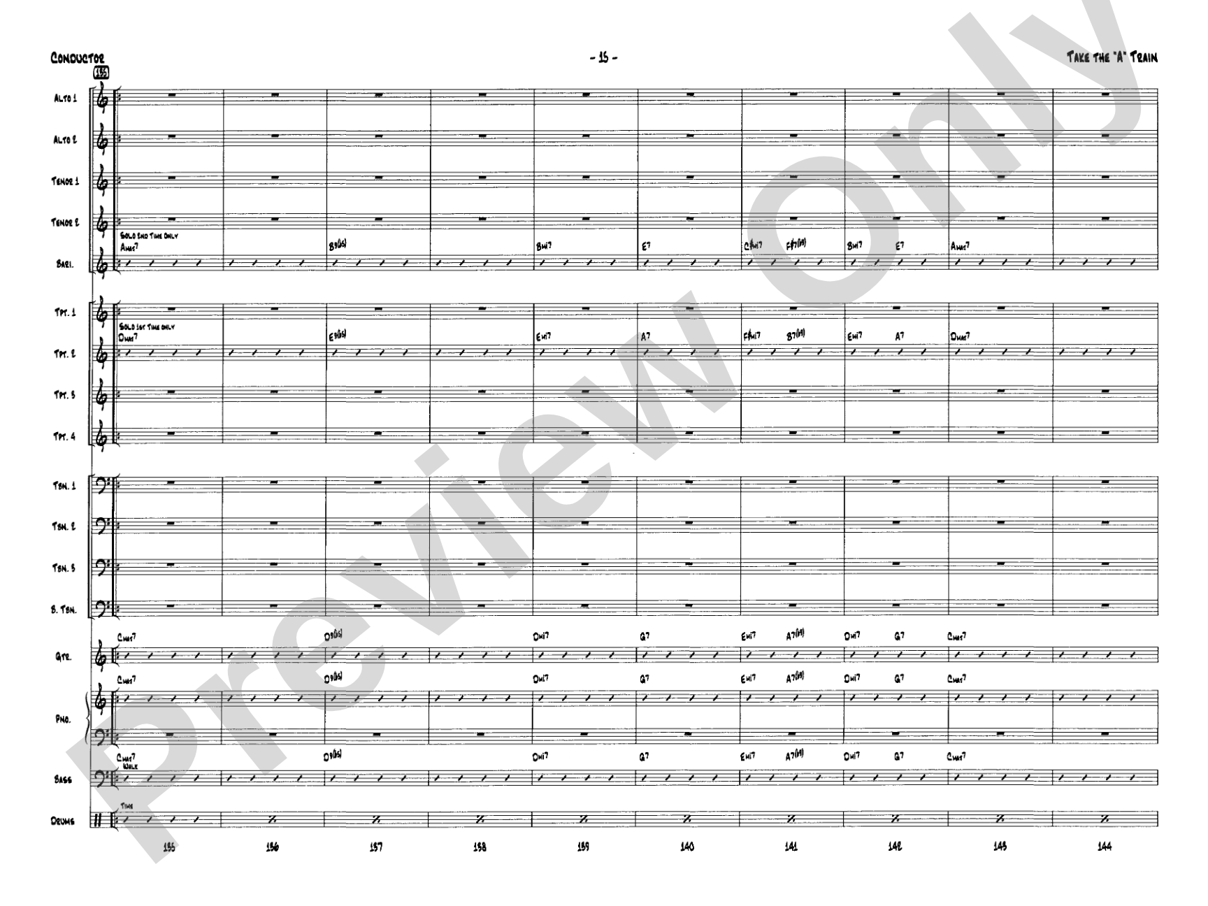 Take the "A" Train: Jazz Ensemble Conductor Score & Parts