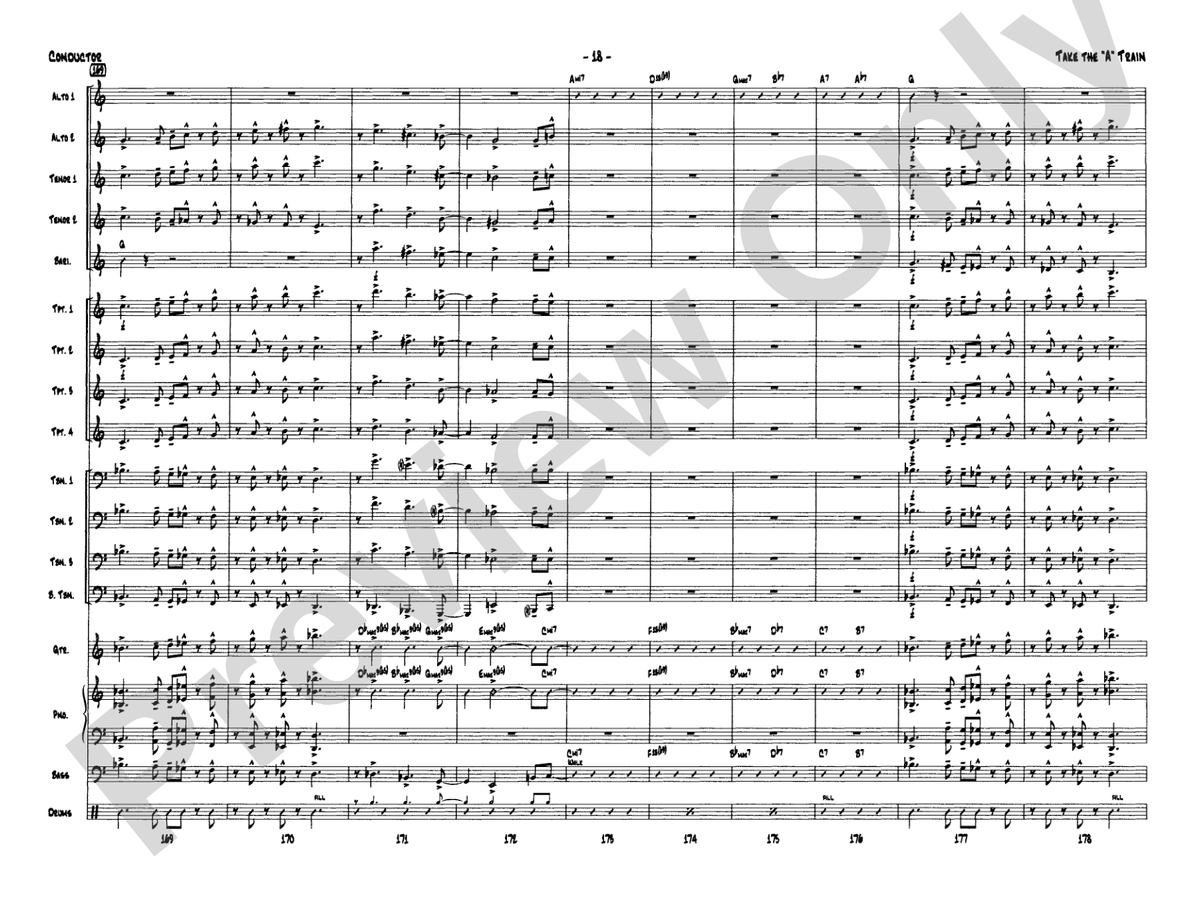 Take the "A" Train: Jazz Ensemble Conductor Score & Parts