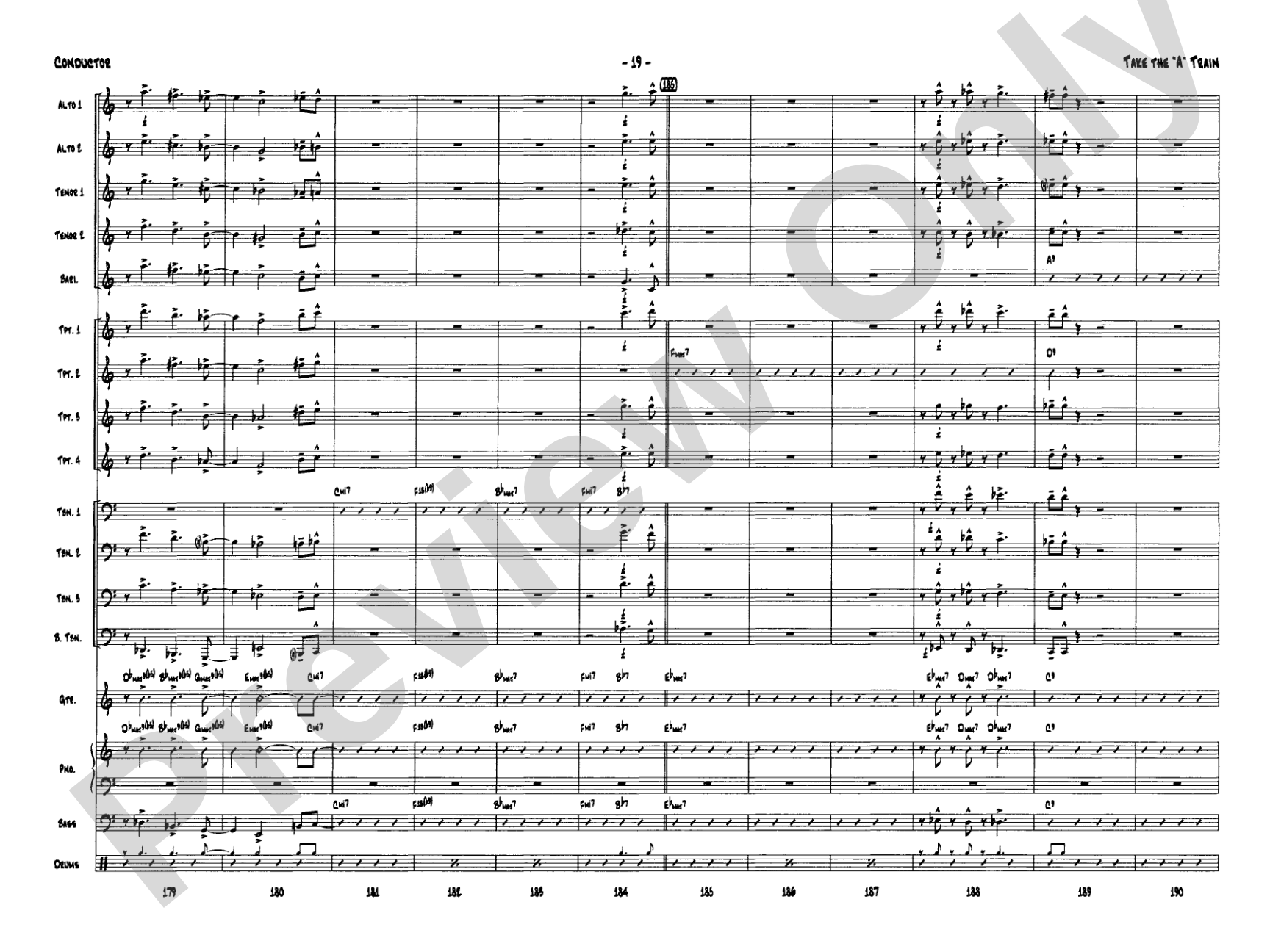 Take the "A" Train: Jazz Ensemble Conductor Score & Parts
