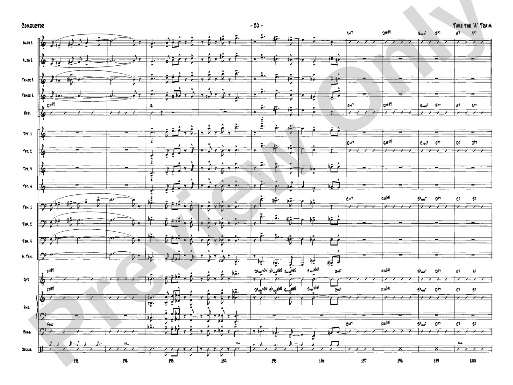 Take the "A" Train: Jazz Ensemble Conductor Score & Parts