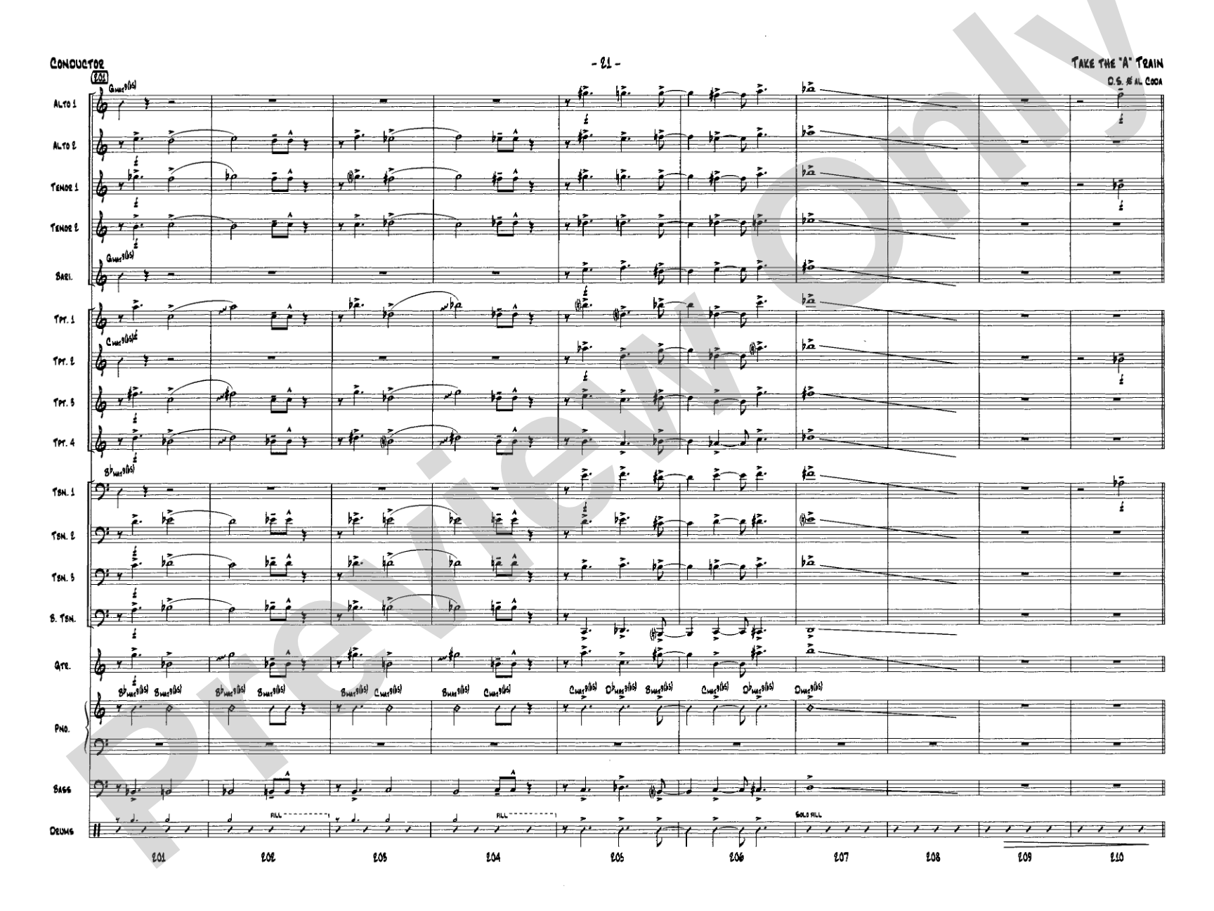 Take the "A" Train: Jazz Ensemble Conductor Score & Parts