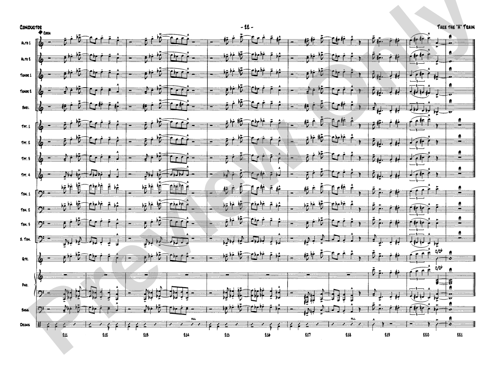 Take the "A" Train: Jazz Ensemble Conductor Score & Parts