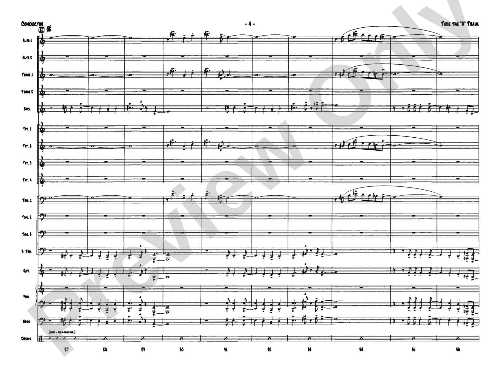 Take the "A" Train: Jazz Ensemble Conductor Score & Parts