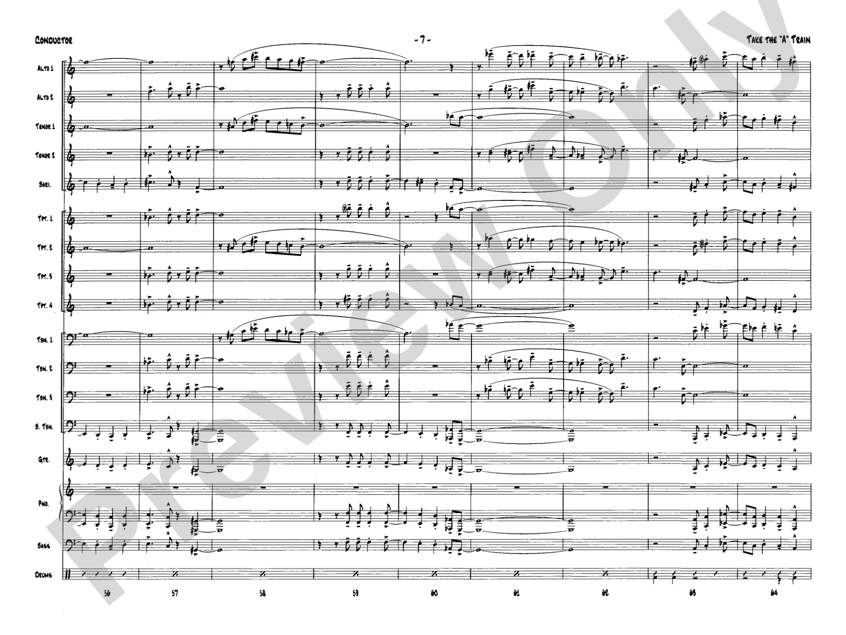 Take the "A" Train: Jazz Ensemble Conductor Score & Parts