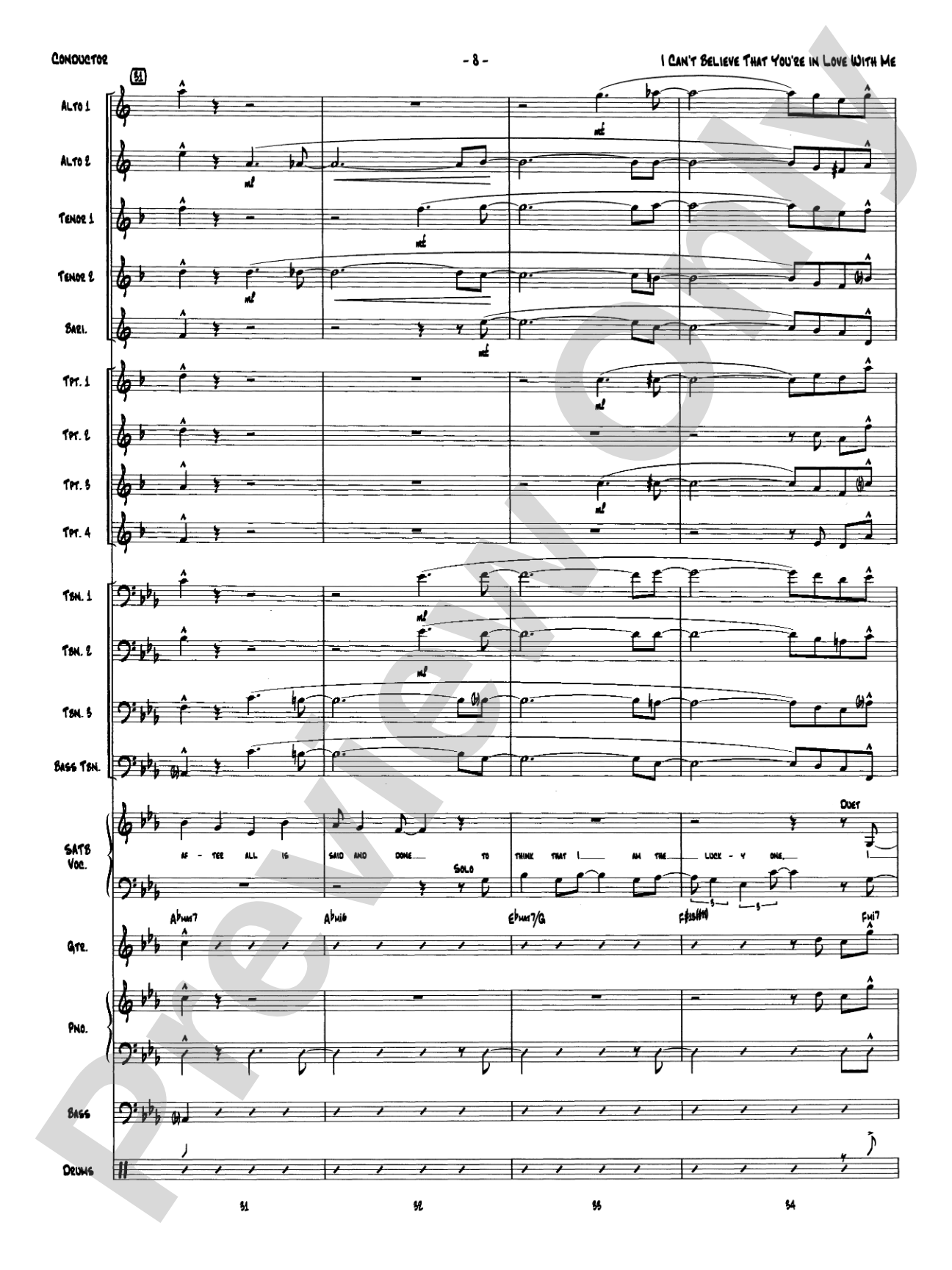 I Can't Believe That You're in Love with Me: Vocal Solo with Jazz Ensemble Conductor Score & Parts