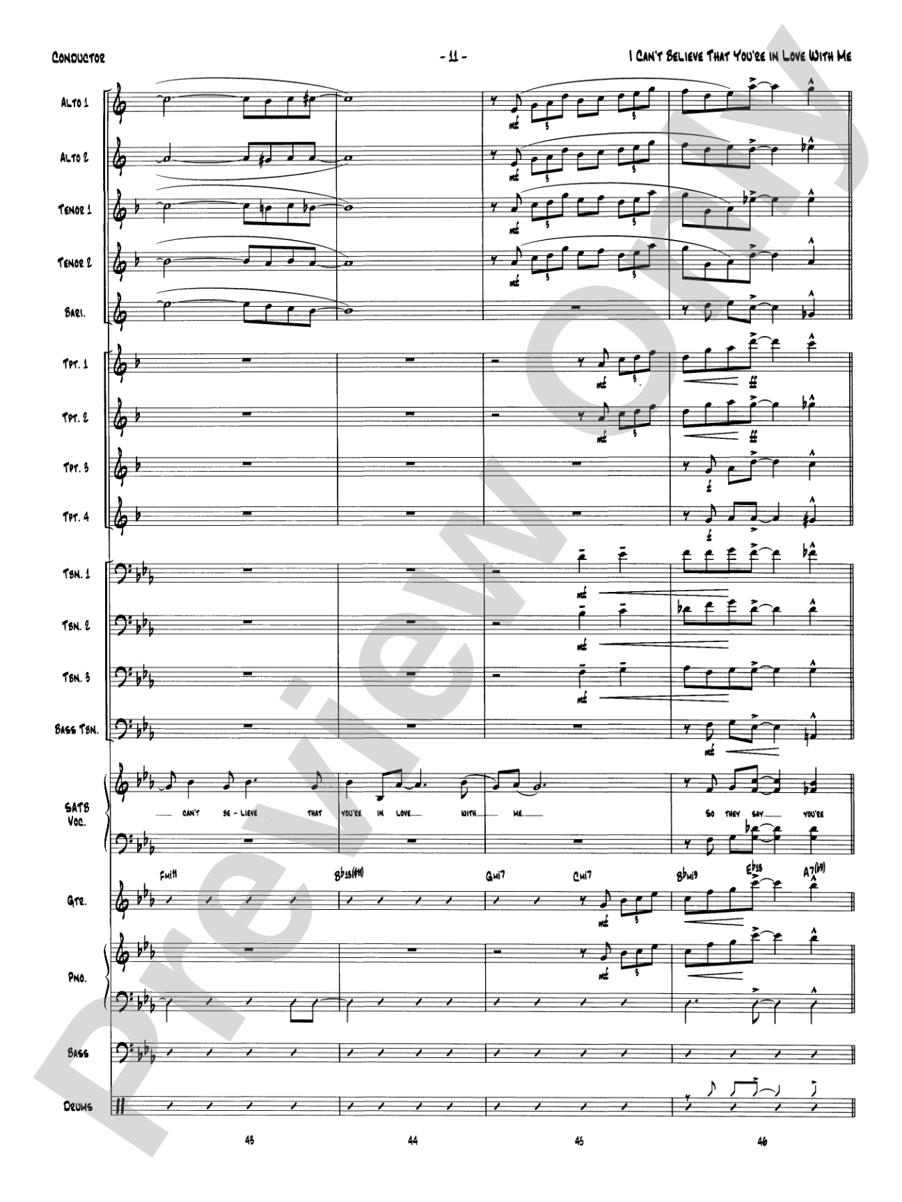 I Can't Believe That You're in Love with Me: Vocal Solo with Jazz Ensemble Conductor Score & Parts