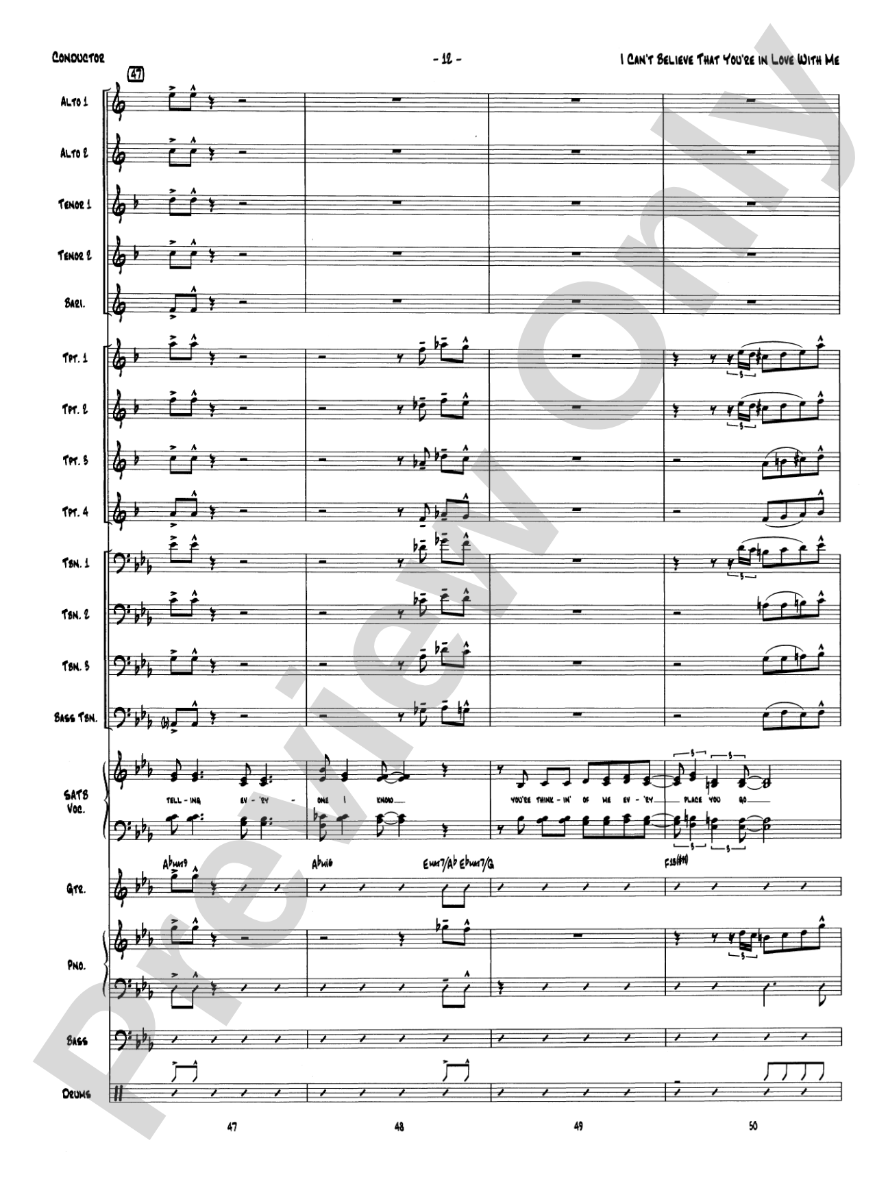 I Can't Believe That You're in Love with Me: Vocal Solo with Jazz Ensemble Conductor Score & Parts
