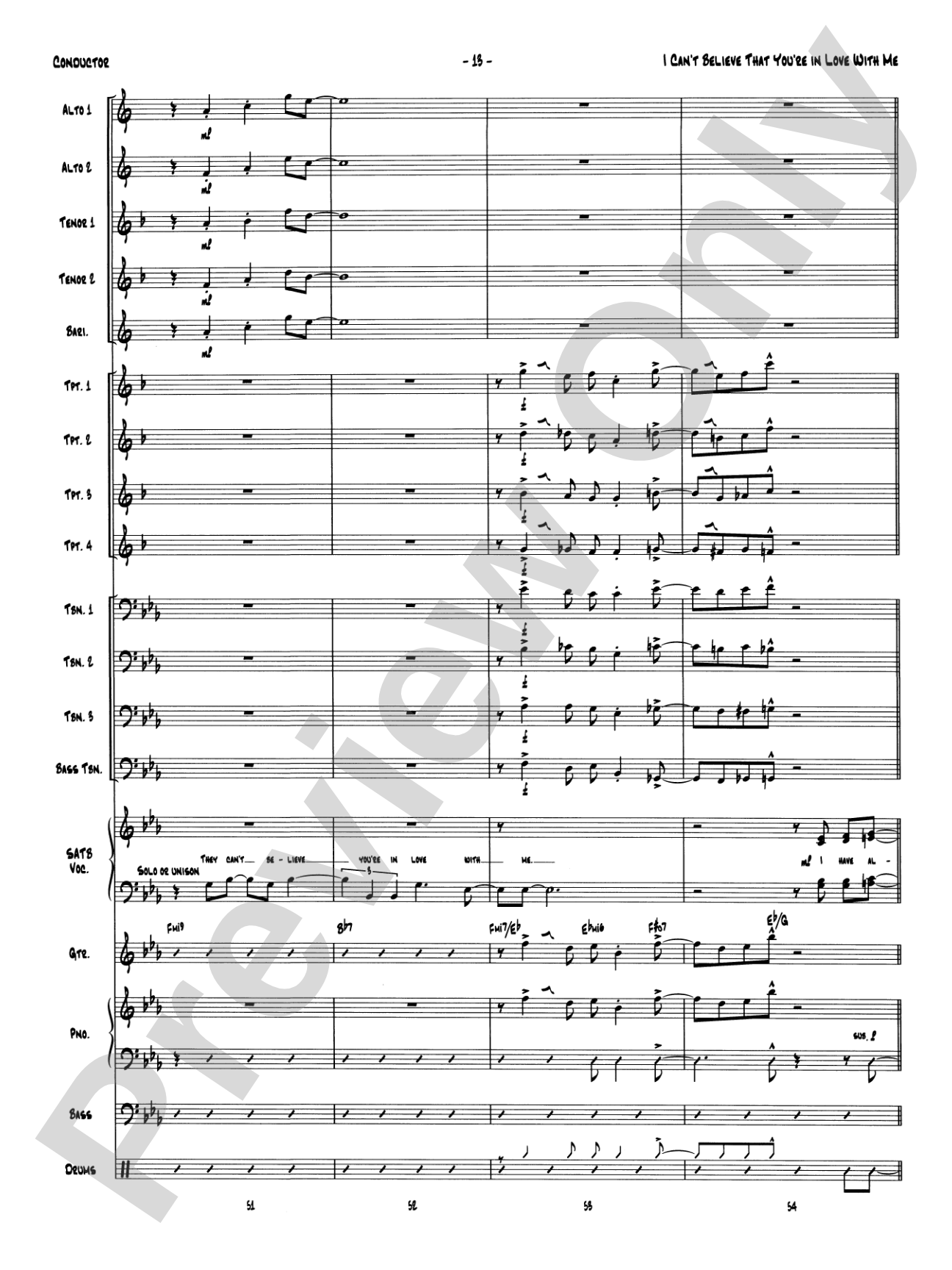 I Can't Believe That You're in Love with Me: Vocal Solo with Jazz Ensemble Conductor Score & Parts