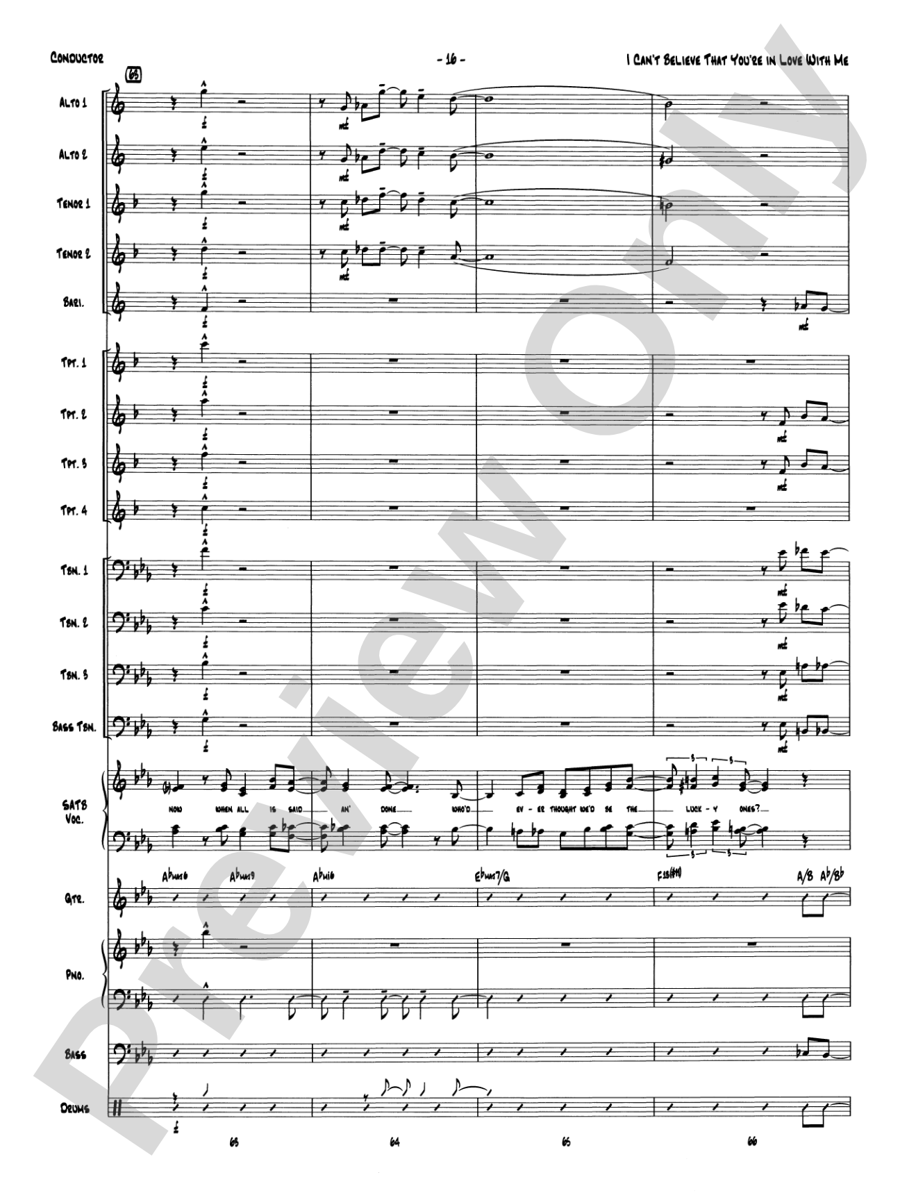 I Can't Believe That You're in Love with Me: Vocal Solo with Jazz Ensemble Conductor Score & Parts