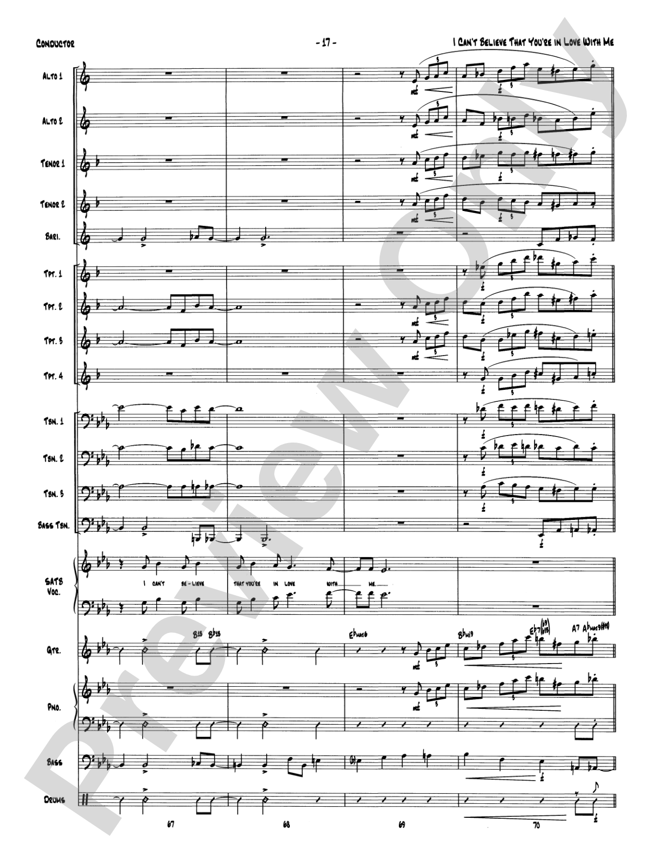 I Can't Believe That You're in Love with Me: Vocal Solo with Jazz Ensemble Conductor Score & Parts