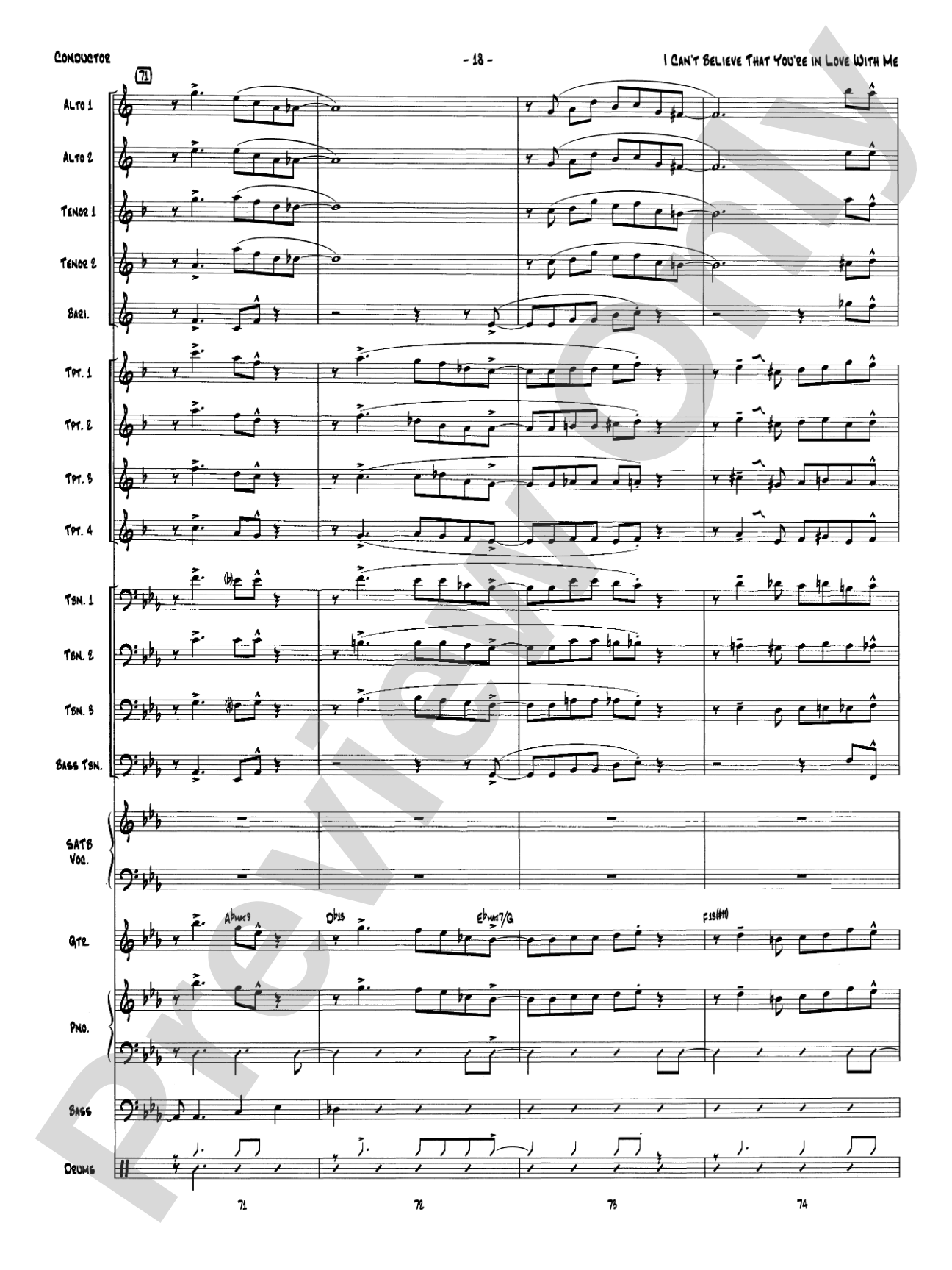 I Can't Believe That You're in Love with Me: Vocal Solo with Jazz Ensemble Conductor Score & Parts