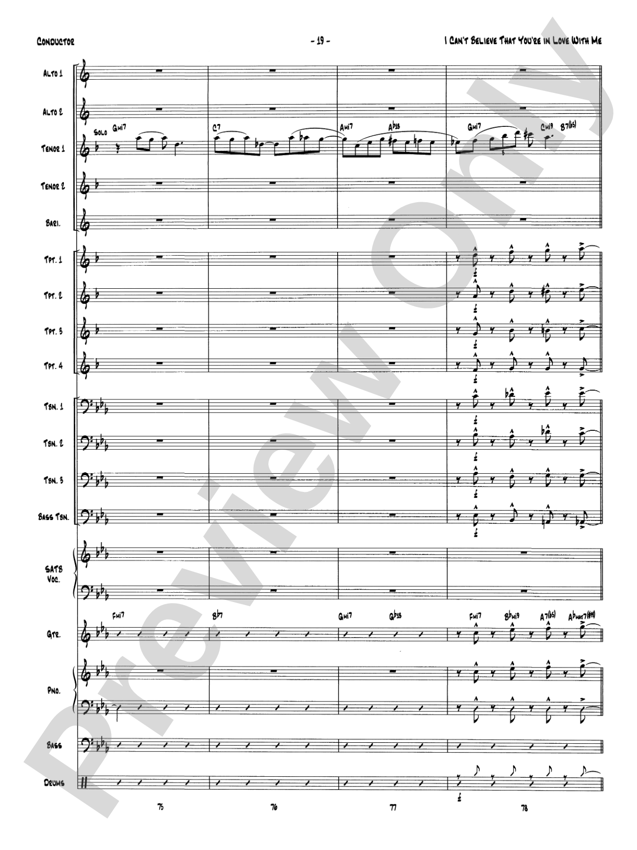 I Can't Believe That You're in Love with Me: Vocal Solo with Jazz Ensemble Conductor Score & Parts