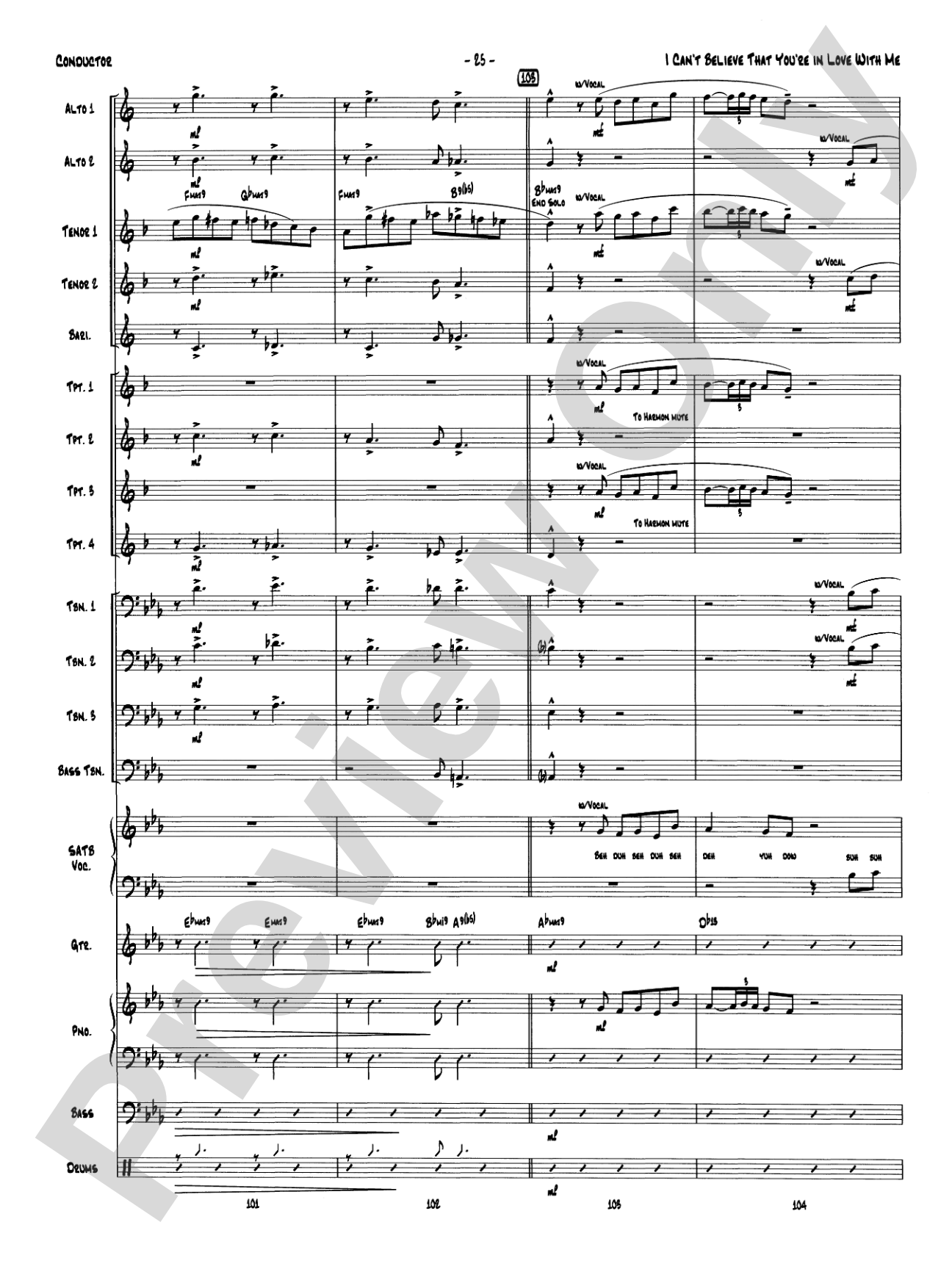 I Can't Believe That You're in Love with Me: Vocal Solo with Jazz Ensemble Conductor Score & Parts