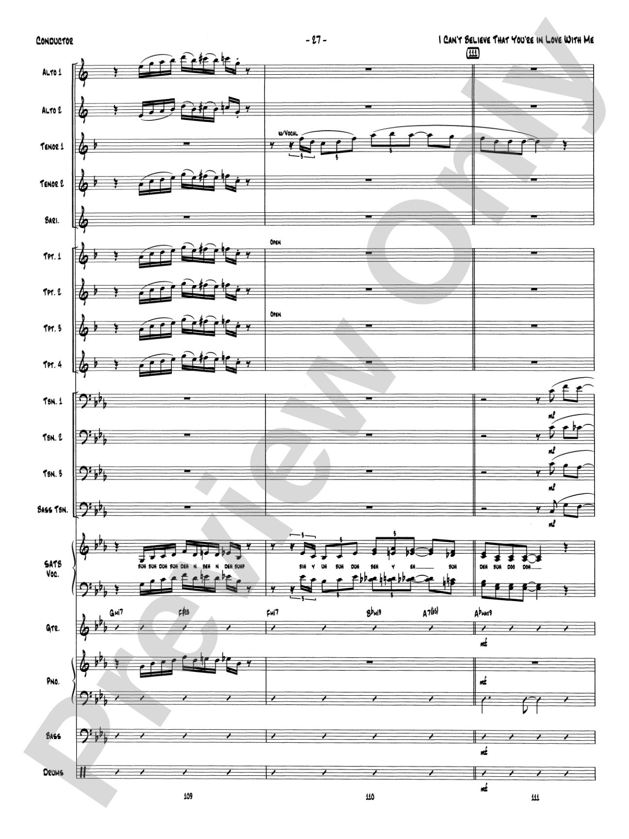I Can't Believe That You're in Love with Me: Vocal Solo with Jazz Ensemble Conductor Score & Parts