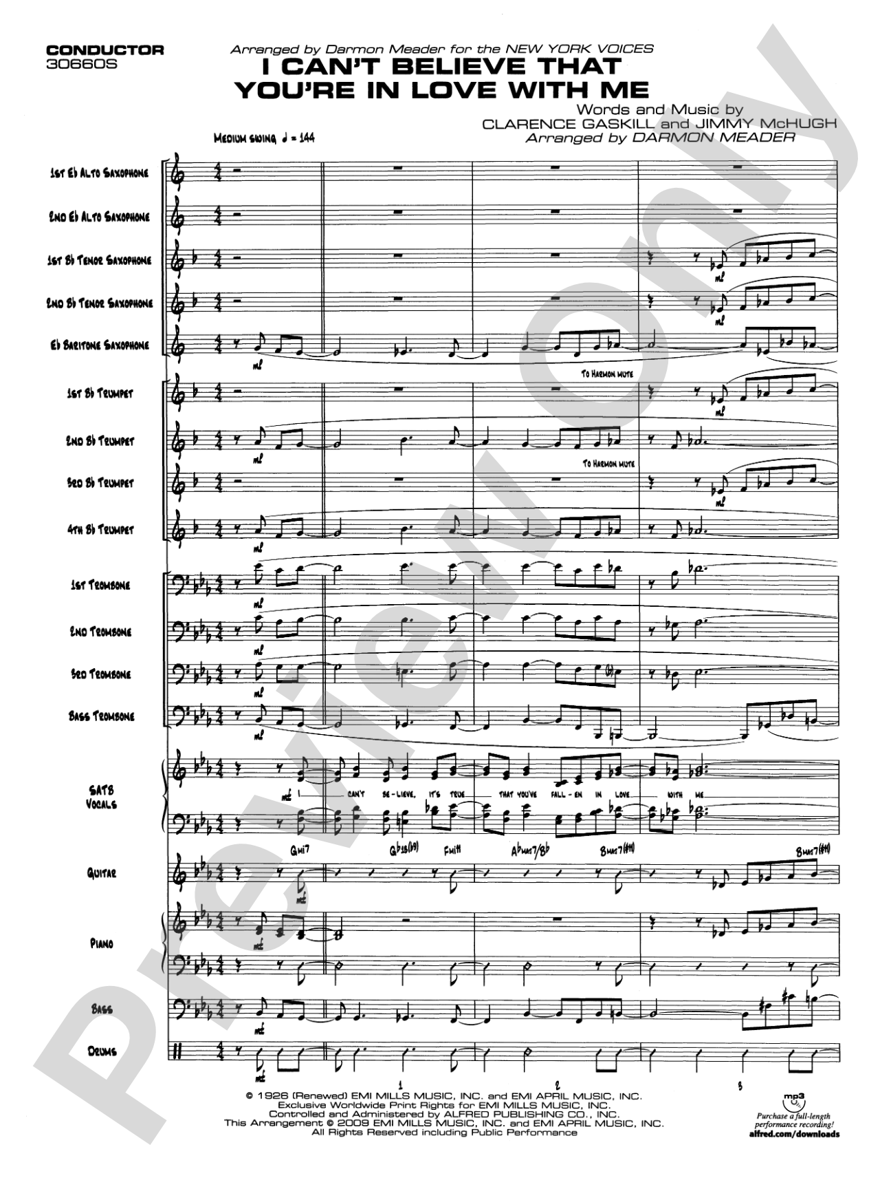 I Can't Believe That You're in Love with Me: Vocal Solo with Jazz Ensemble Conductor Score & Parts