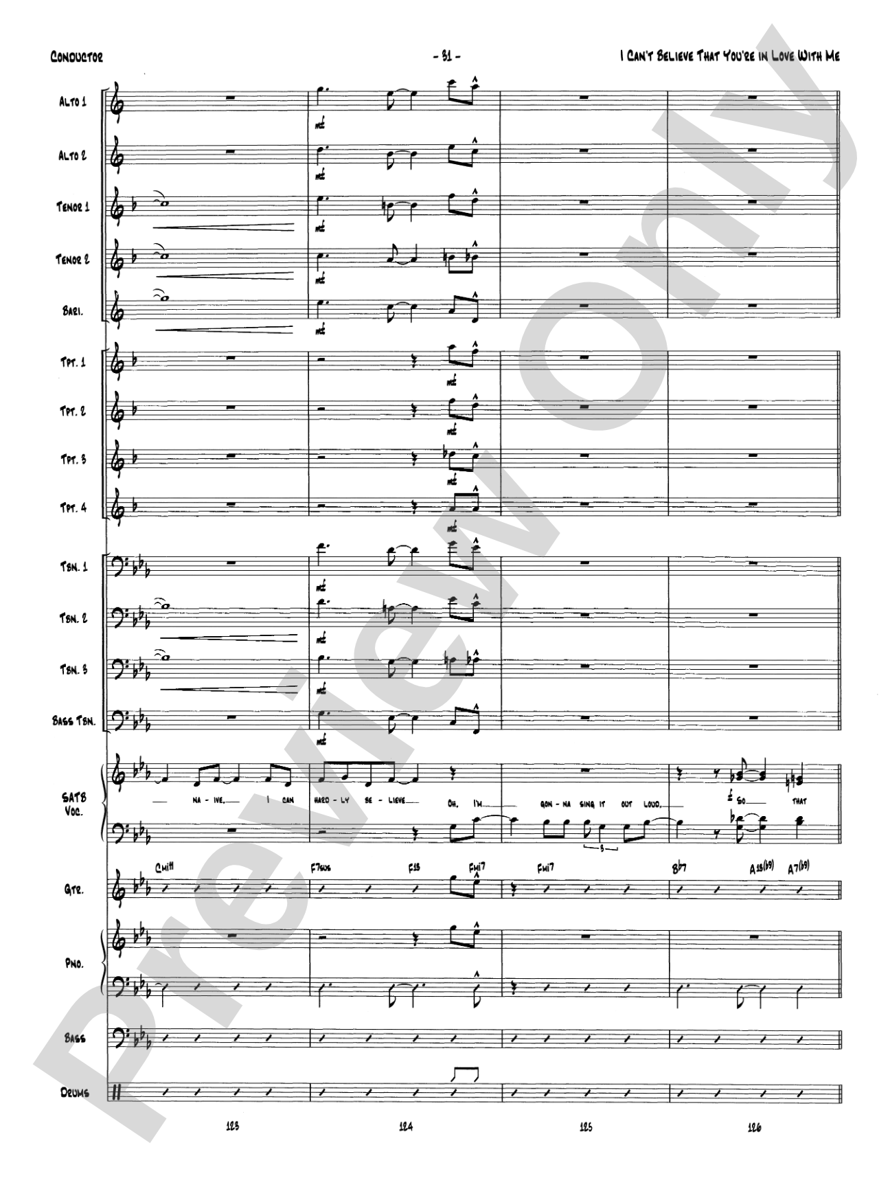 I Can't Believe That You're in Love with Me: Vocal Solo with Jazz Ensemble Conductor Score & Parts