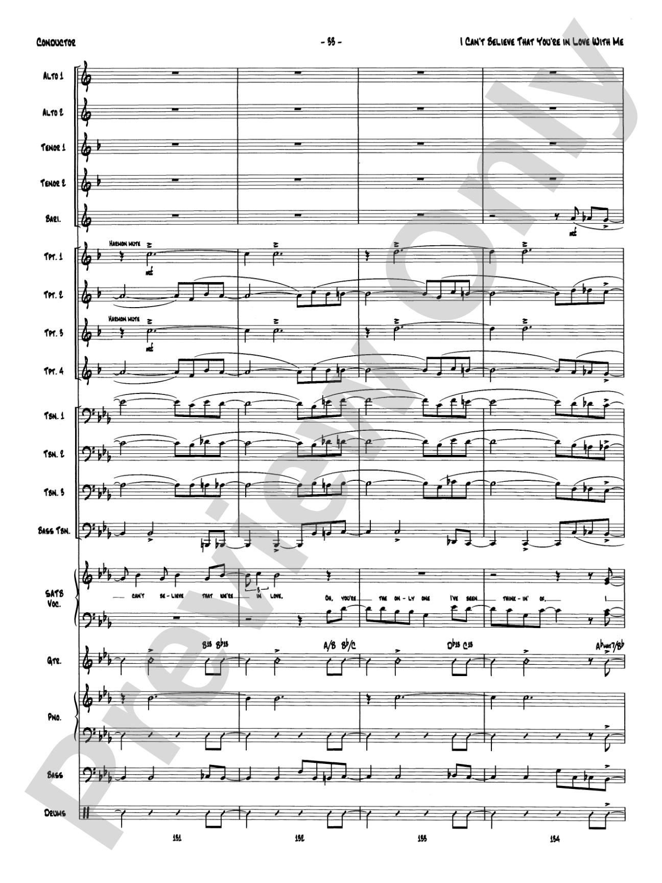 I Can't Believe That You're in Love with Me: Vocal Solo with Jazz Ensemble Conductor Score & Parts