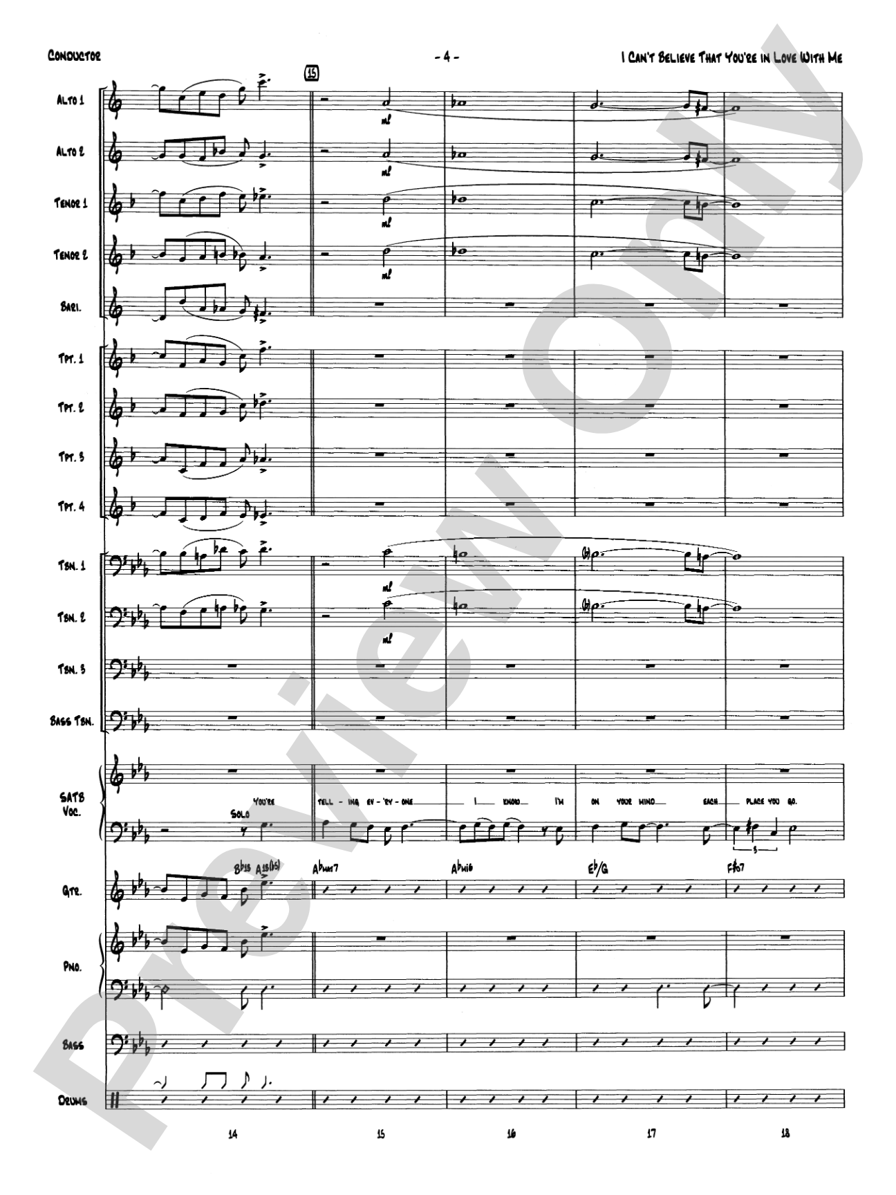 I Can't Believe That You're in Love with Me: Vocal Solo with Jazz Ensemble Conductor Score & Parts