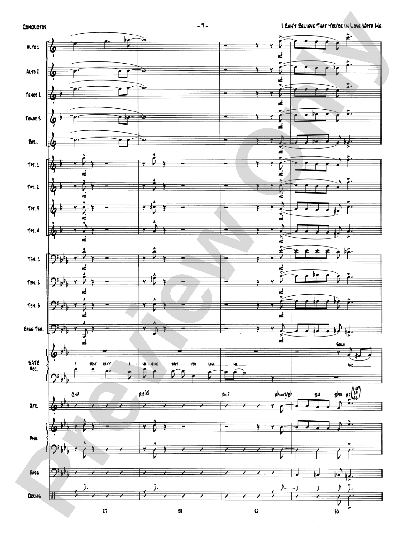 I Can't Believe That You're in Love with Me: Vocal Solo with Jazz Ensemble Conductor Score & Parts