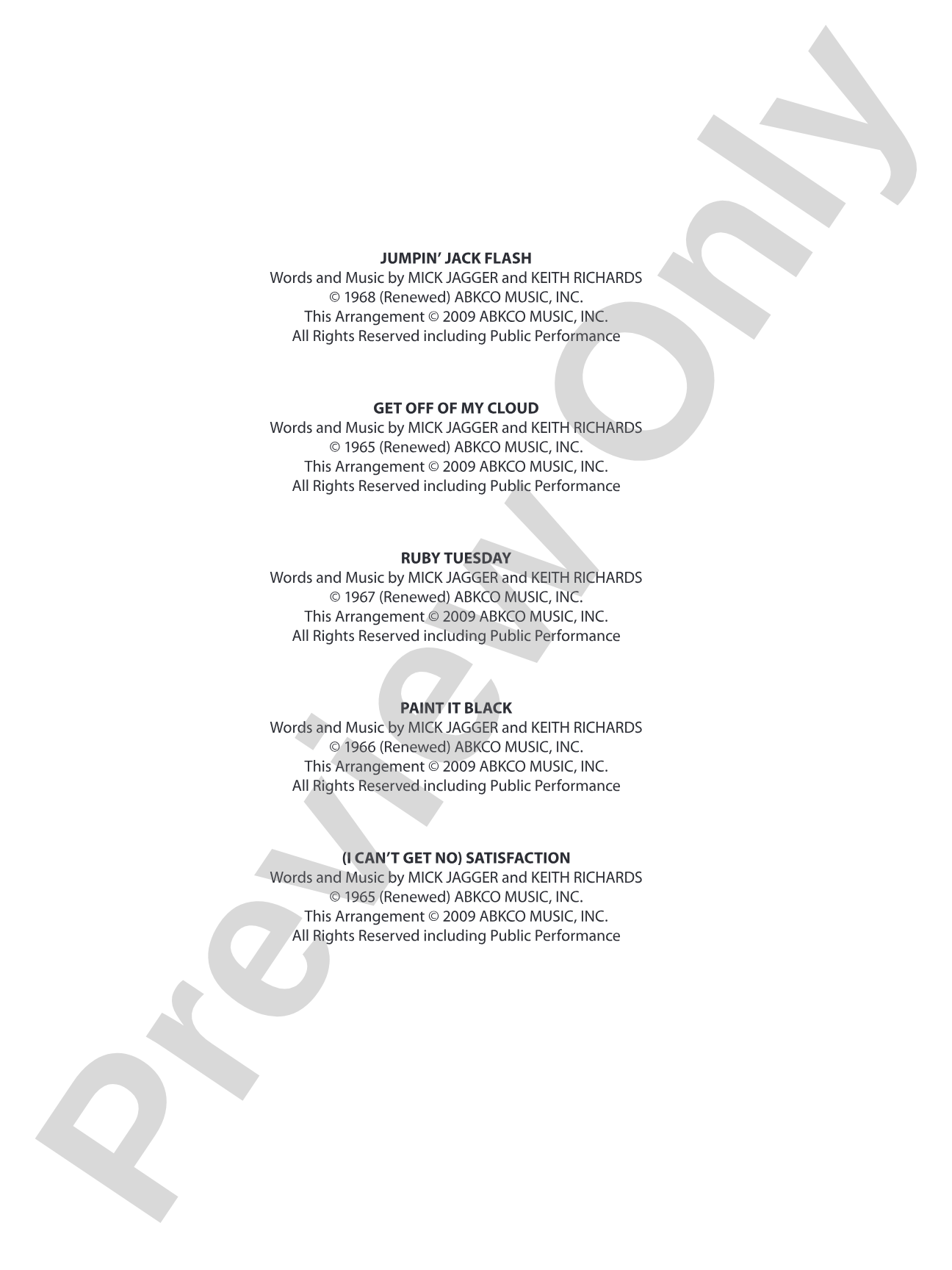 Selections from The Rolling Stones: Concert Band Conductor Score & Parts