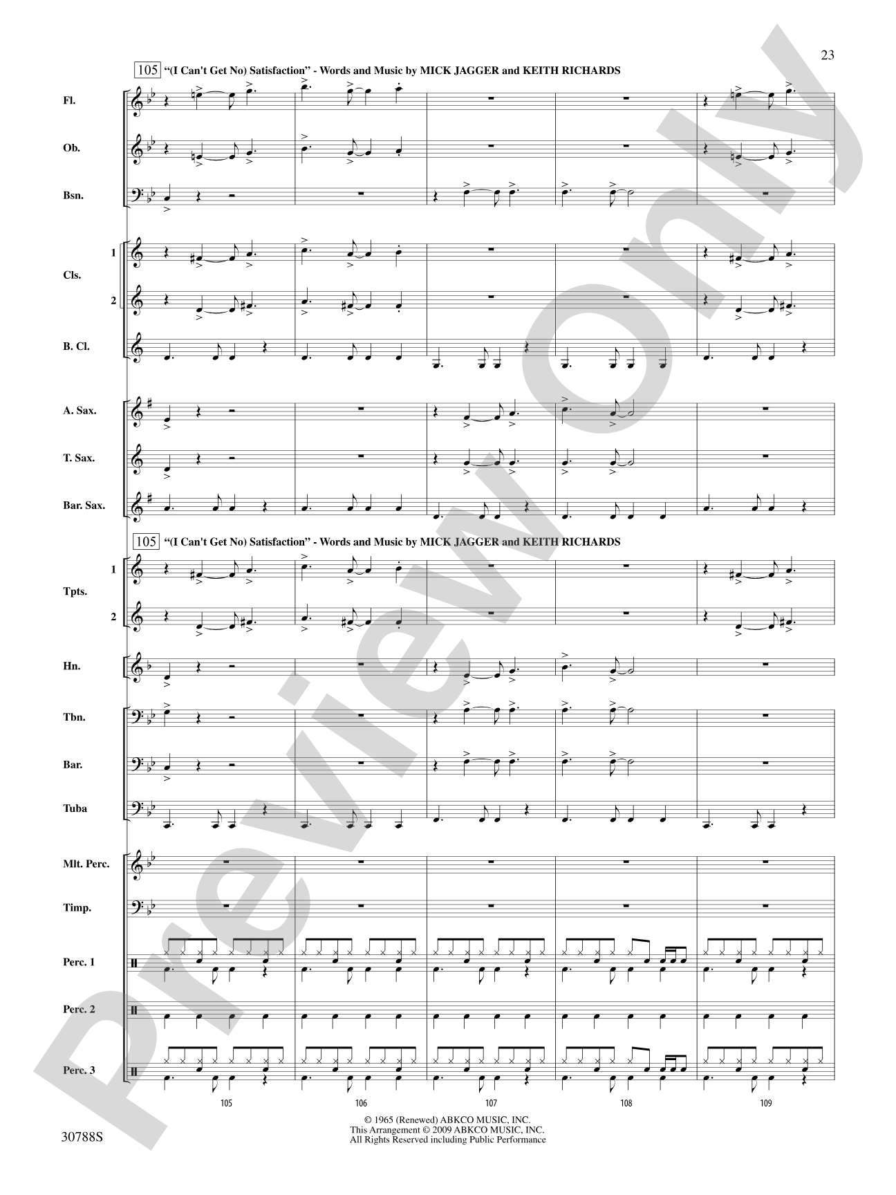 Selections from The Rolling Stones: Concert Band Conductor Score & Parts