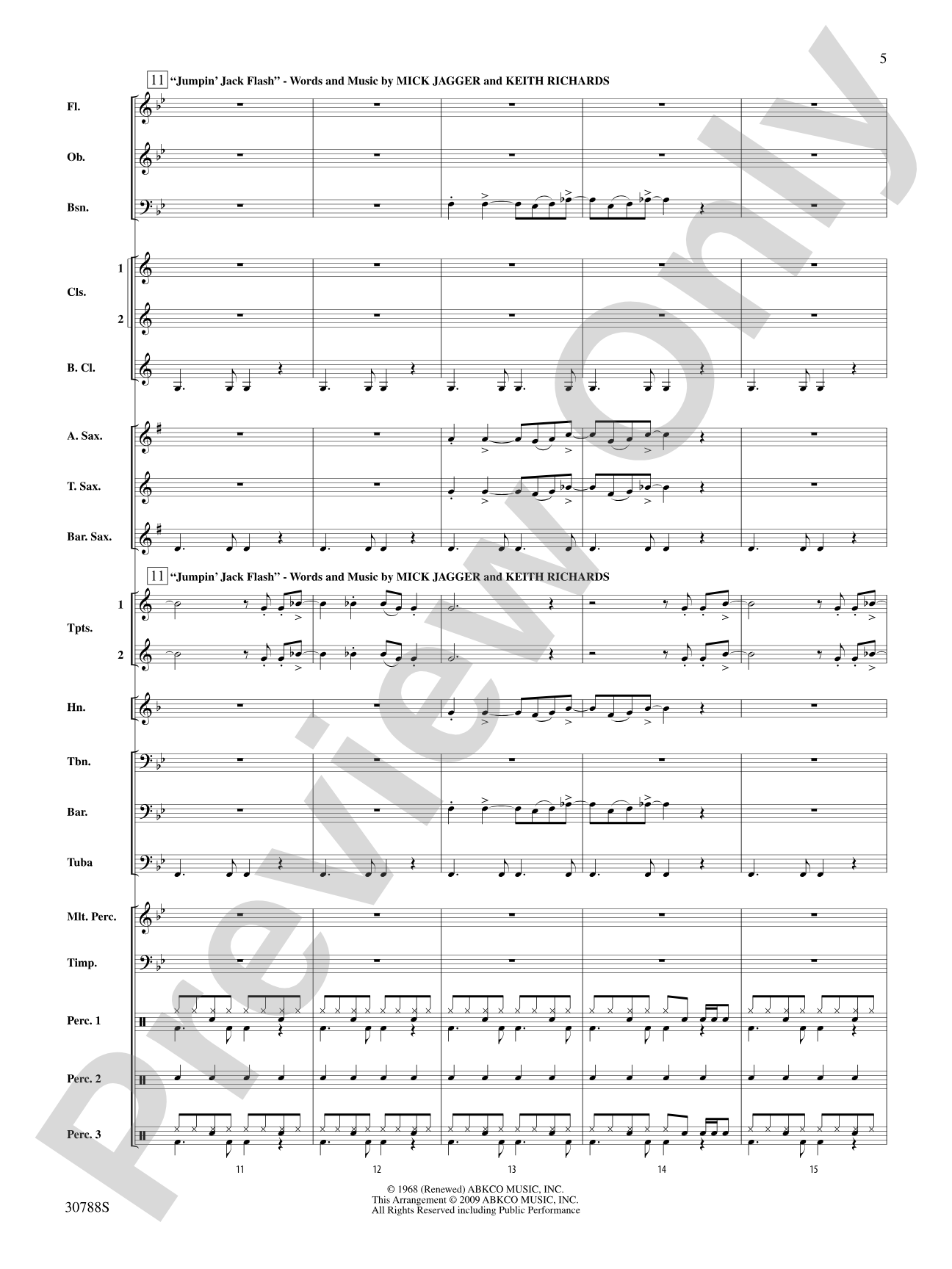 Selections from The Rolling Stones: Concert Band Conductor Score & Parts