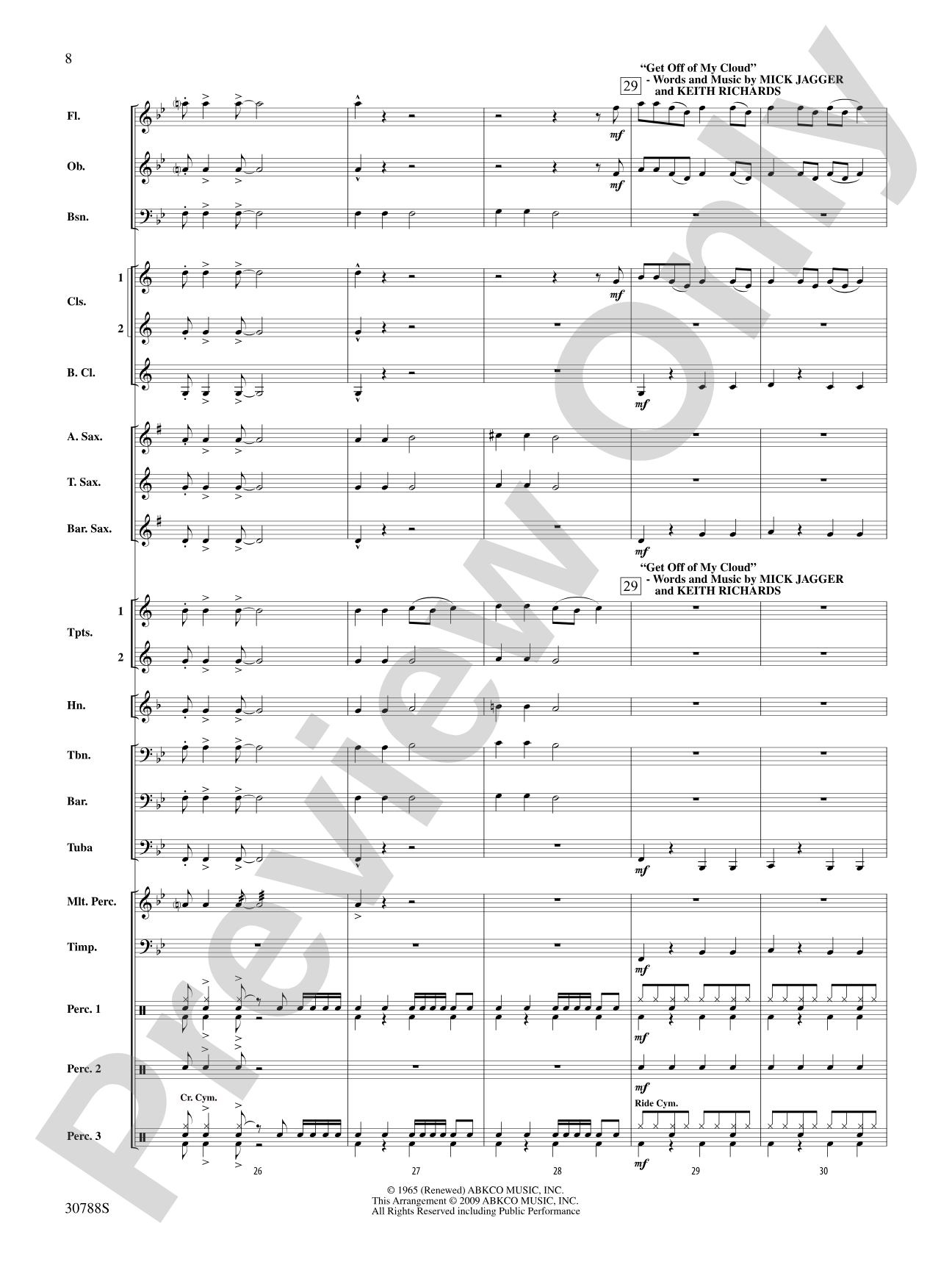 Selections from The Rolling Stones: Concert Band Conductor Score & Parts