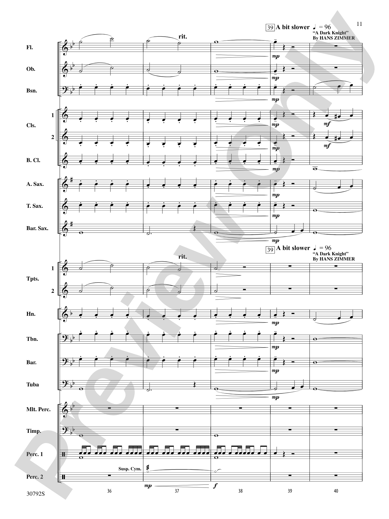 The Dark Knight, Selections from: Concert Band Conductor Score & Parts