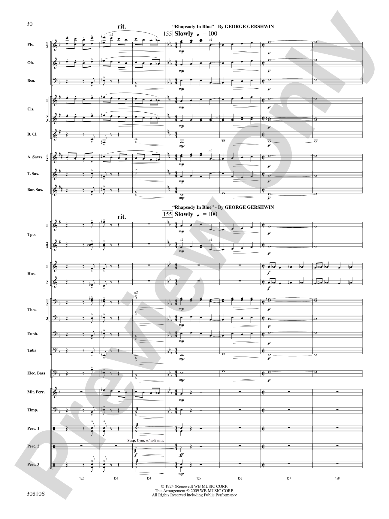 A Tribute to Gershwin: Concert Band Conductor Score & Parts
