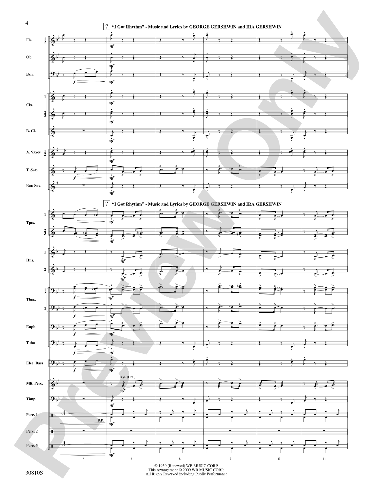 A Tribute to Gershwin: Concert Band Conductor Score & Parts