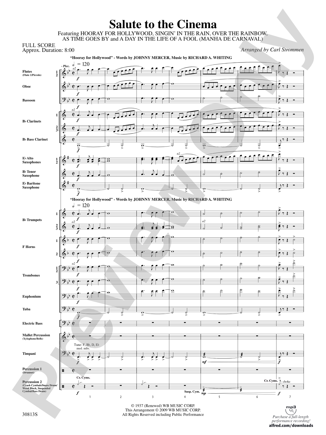 Salute to the Cinema: Concert Band Conductor Score & Parts