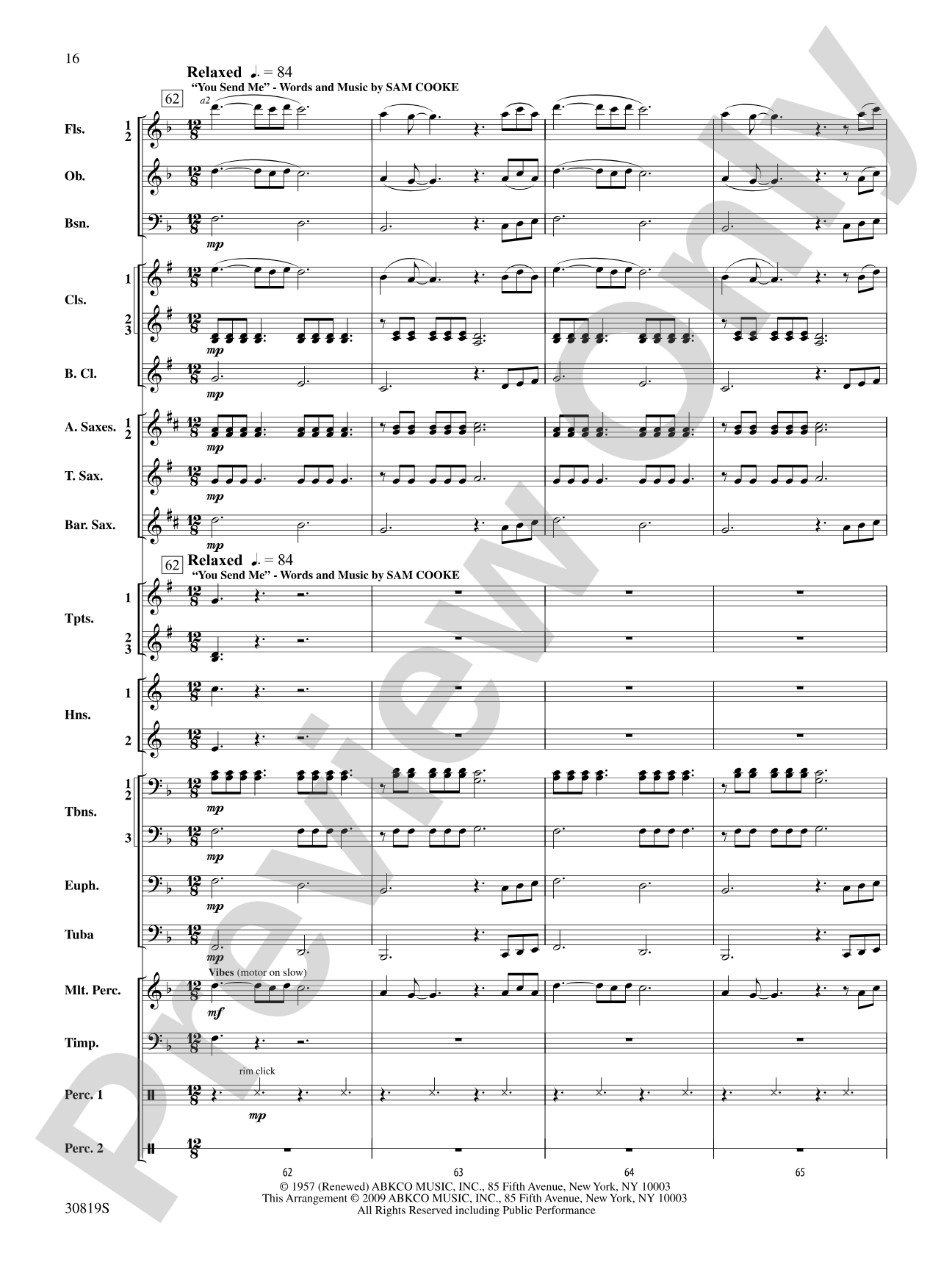 Sixties Gold: Concert Band Conductor Score & Parts