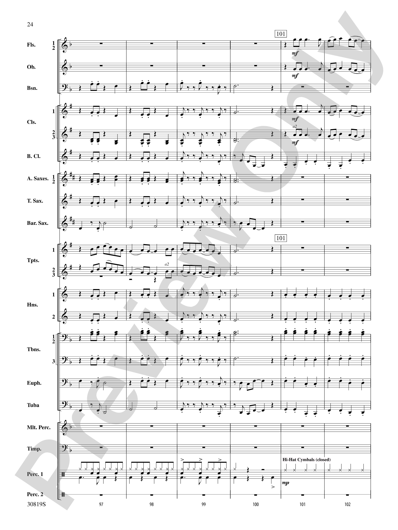 Sixties Gold: Concert Band Conductor Score & Parts