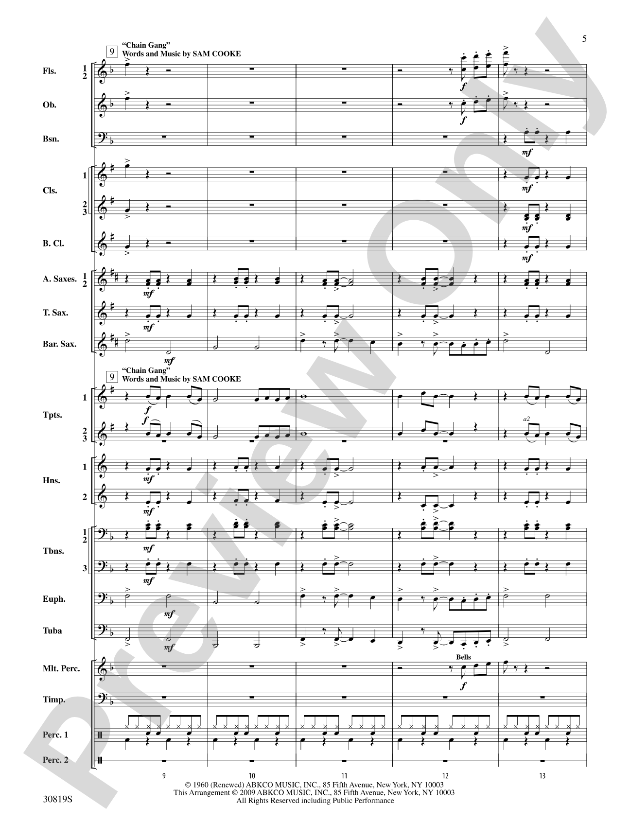 Sixties Gold: Concert Band Conductor Score & Parts
