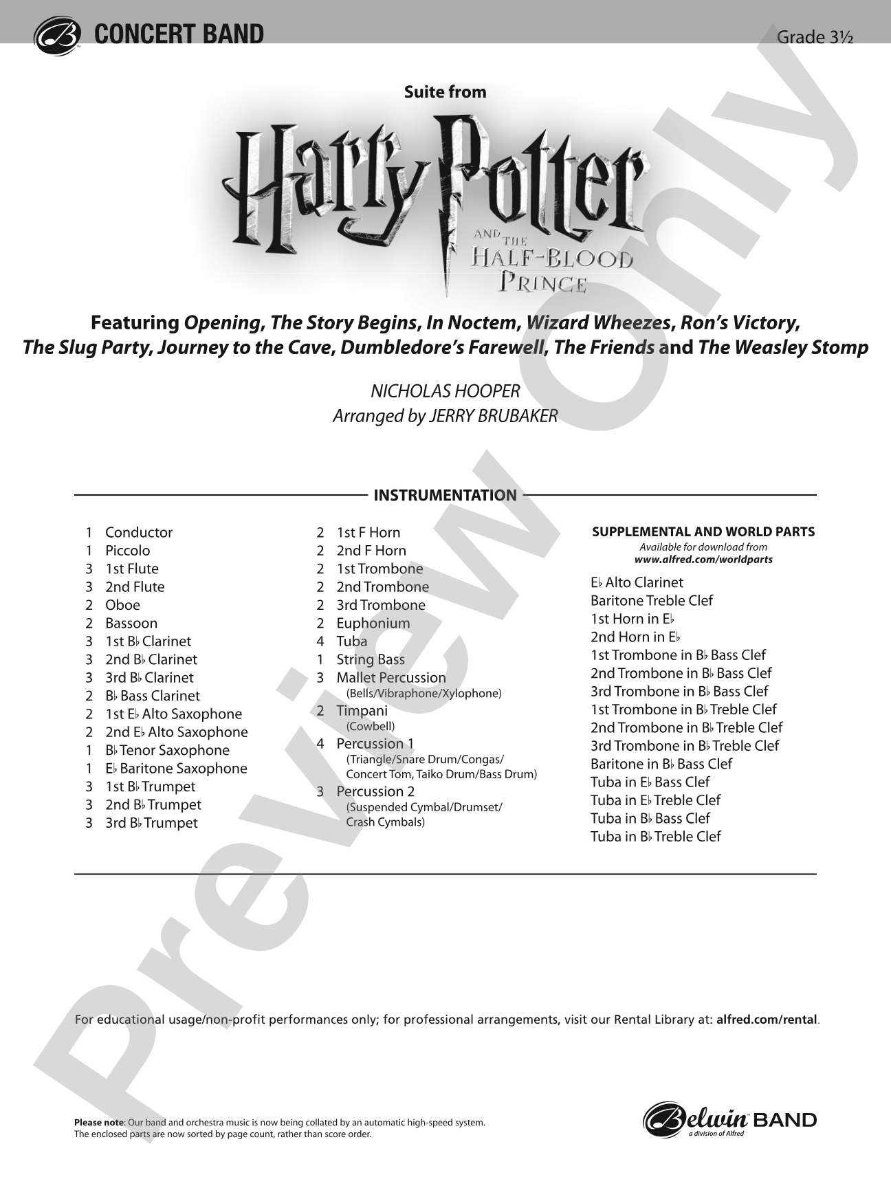 Harry Potter and the Half-Blood Prince, Suite from: Score