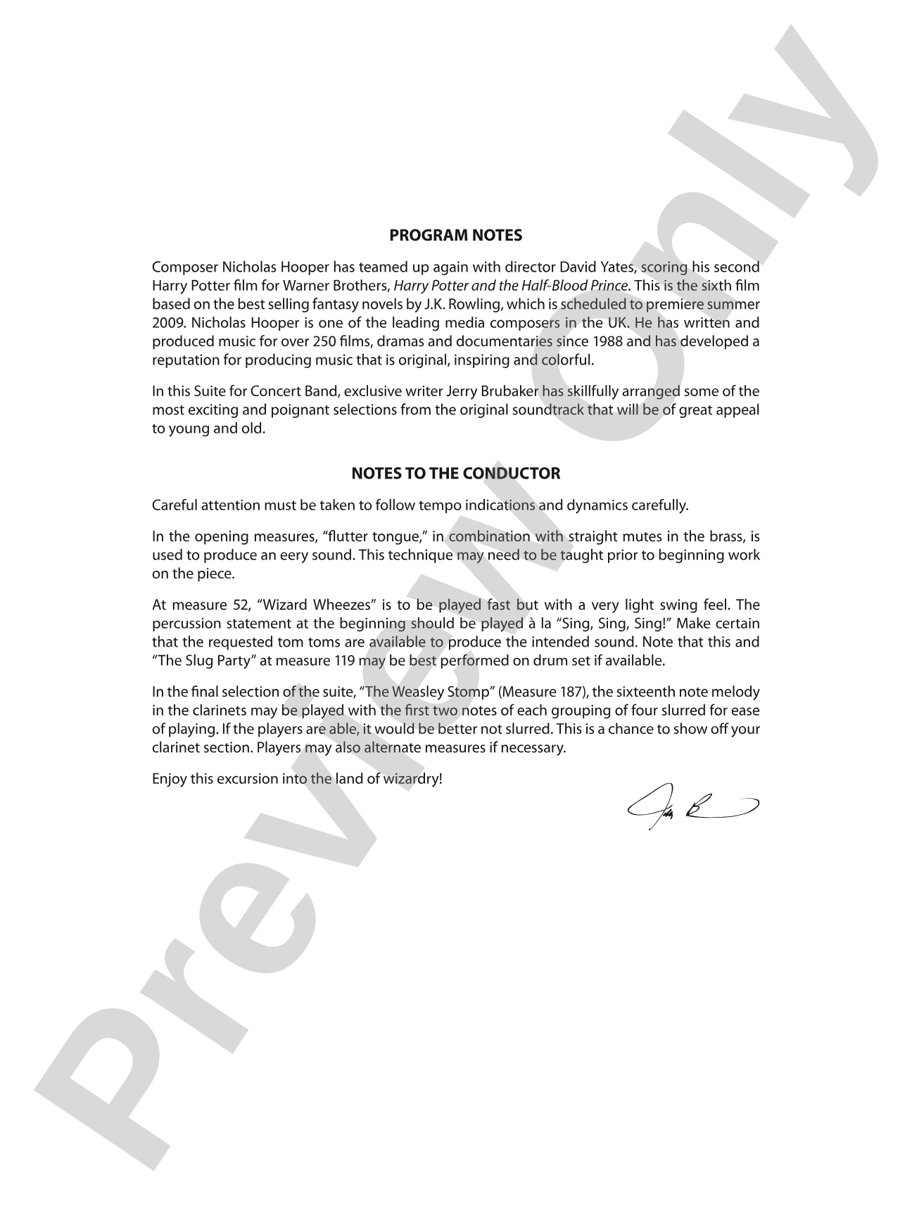 Harry Potter and the Half-Blood Prince, Suite from: Score